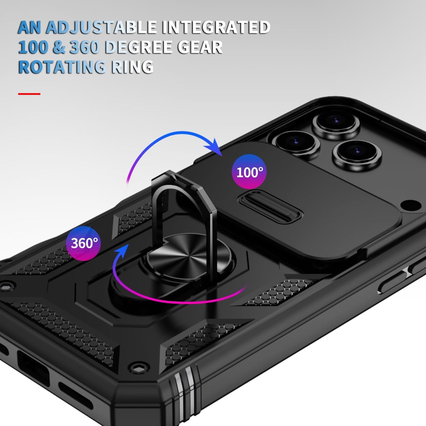 Hybrid Case Cover Metal Ring Lens Protects Kickstand Shockproof Armor  - ONXW105 2447-3