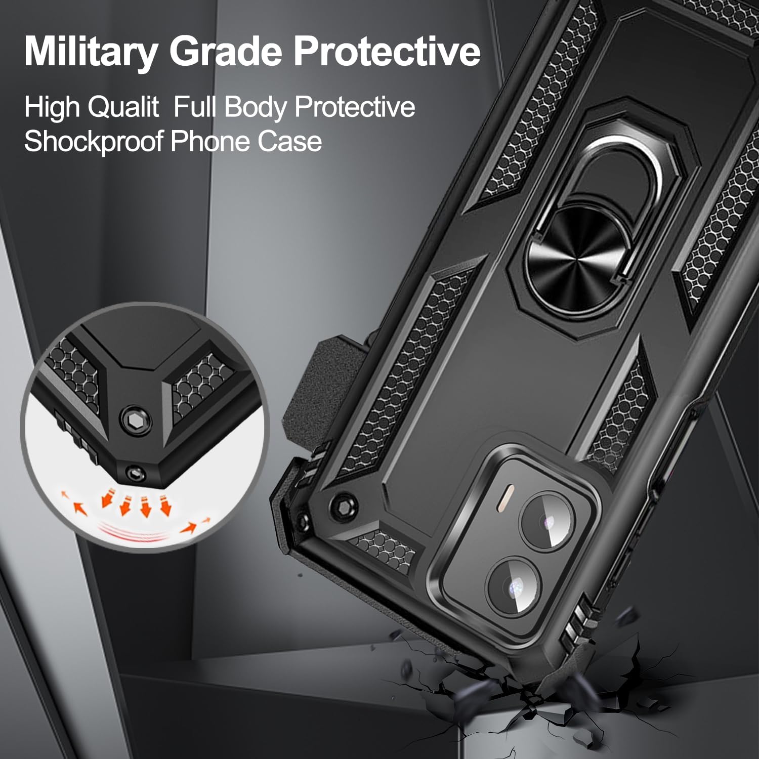 Case Belt Clip Holster Swivel Metal Ring Cover Kickstand Armor  - ONV79 2118-2
