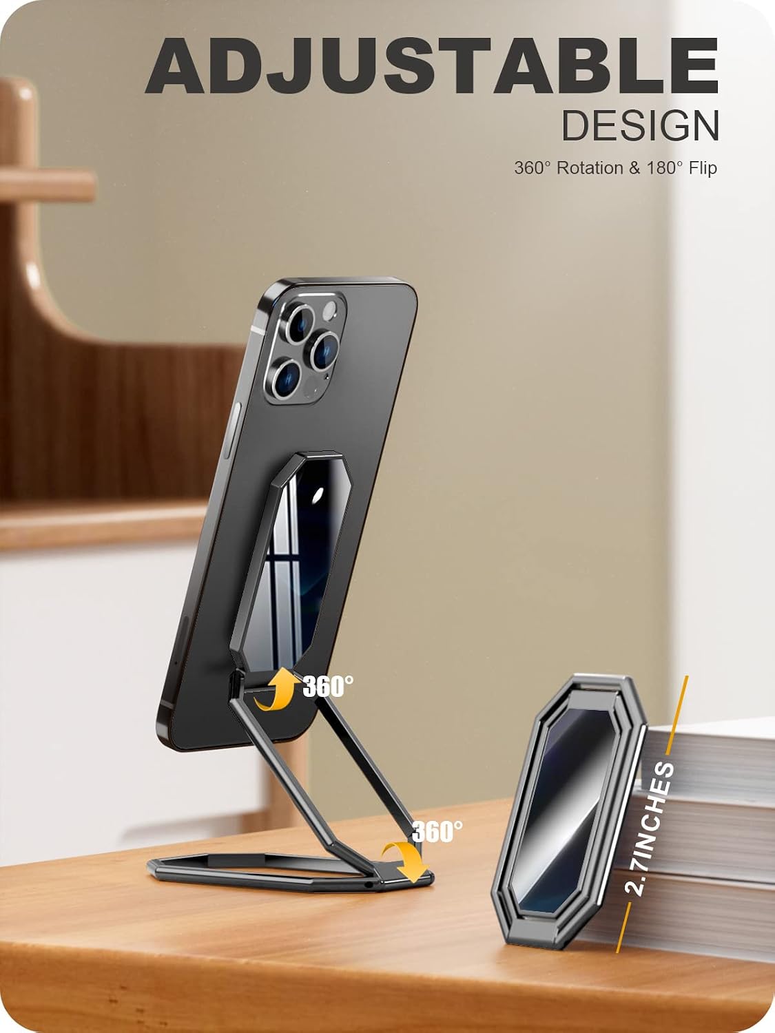 Metal Magnetic Ring Phone Holder Kickstand Folding   Desk Stand Grip  - ONXW208 2558-6