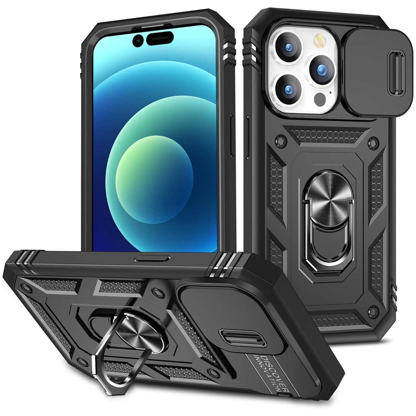 Hybrid Case Cover Metal Ring Lens Protects Kickstand Shockproof Armor  - ONXW114 2462-1