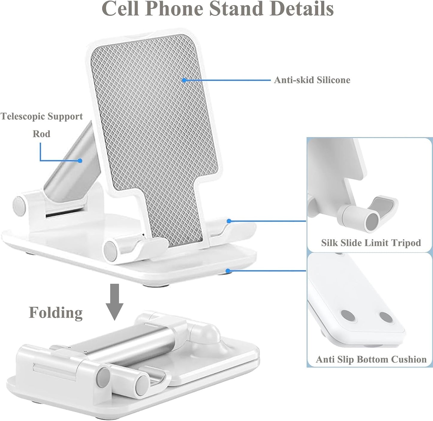 Foldable 2 Pack Phone Stand Portable Travel Holder Desktop Dock Cradle Fold-up  - ONXW230 2585-5