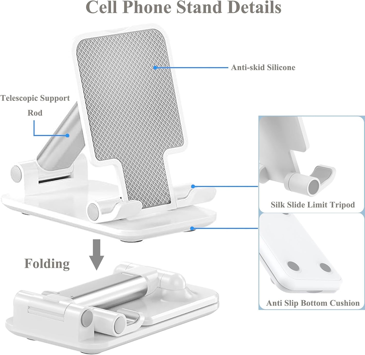 Foldable 2 Pack Phone Stand Portable Travel Holder Desktop Dock Cradle Fold-up  - ONXW230 2585-5