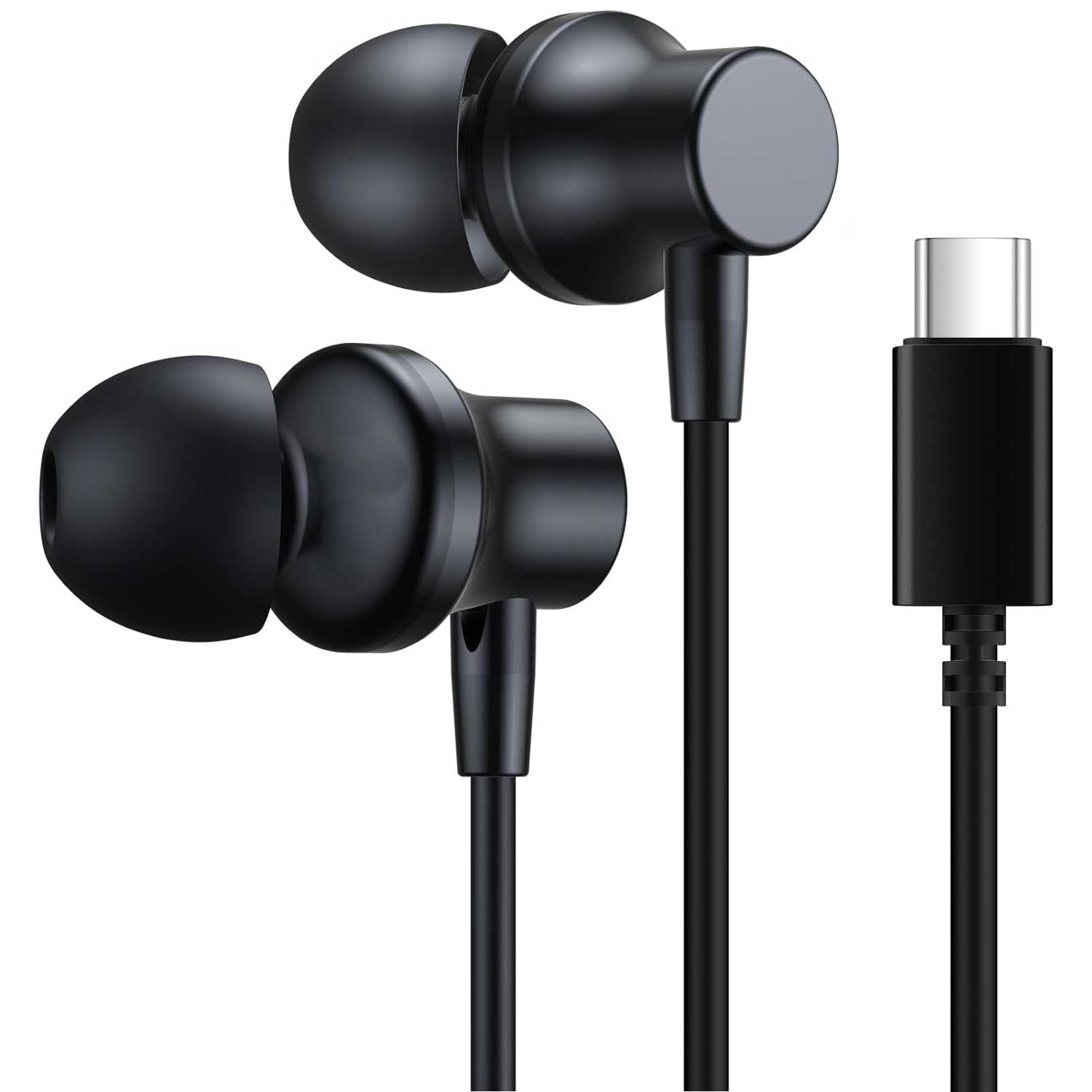 USB-C Retractable Earphones Headphones Hands-free Earbuds TYPE-C w Mic Headset  - ONC63 2329-2