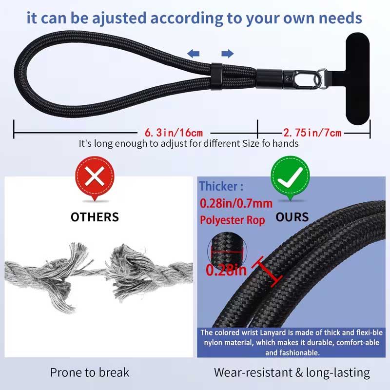 3 Pack Phone Lanyard Adjustable Wrist Straps For Phone Cases  Black  - ONXW262 2623-3