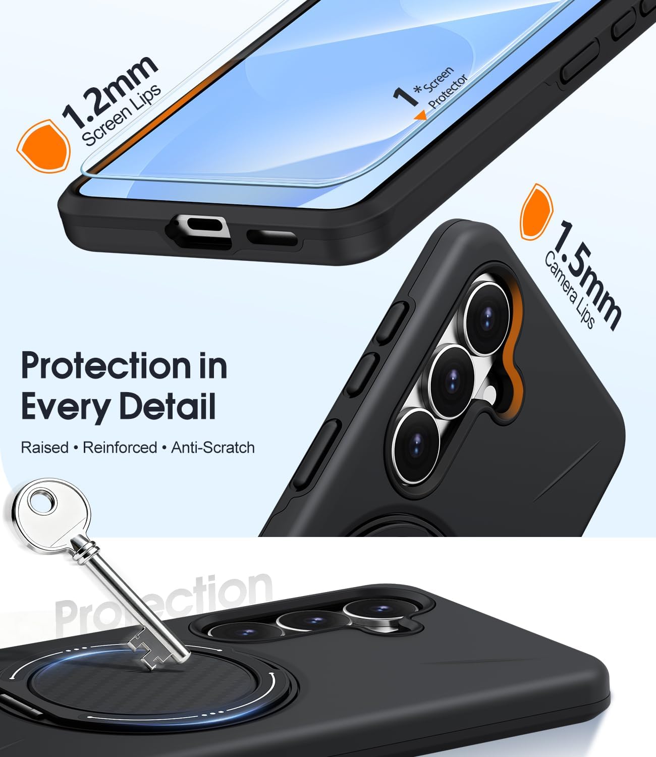 Magnetic Ring Case  360 Degree Rotate  Cover Armor Drop-Proof  Defender  - ONXW5 2341-6