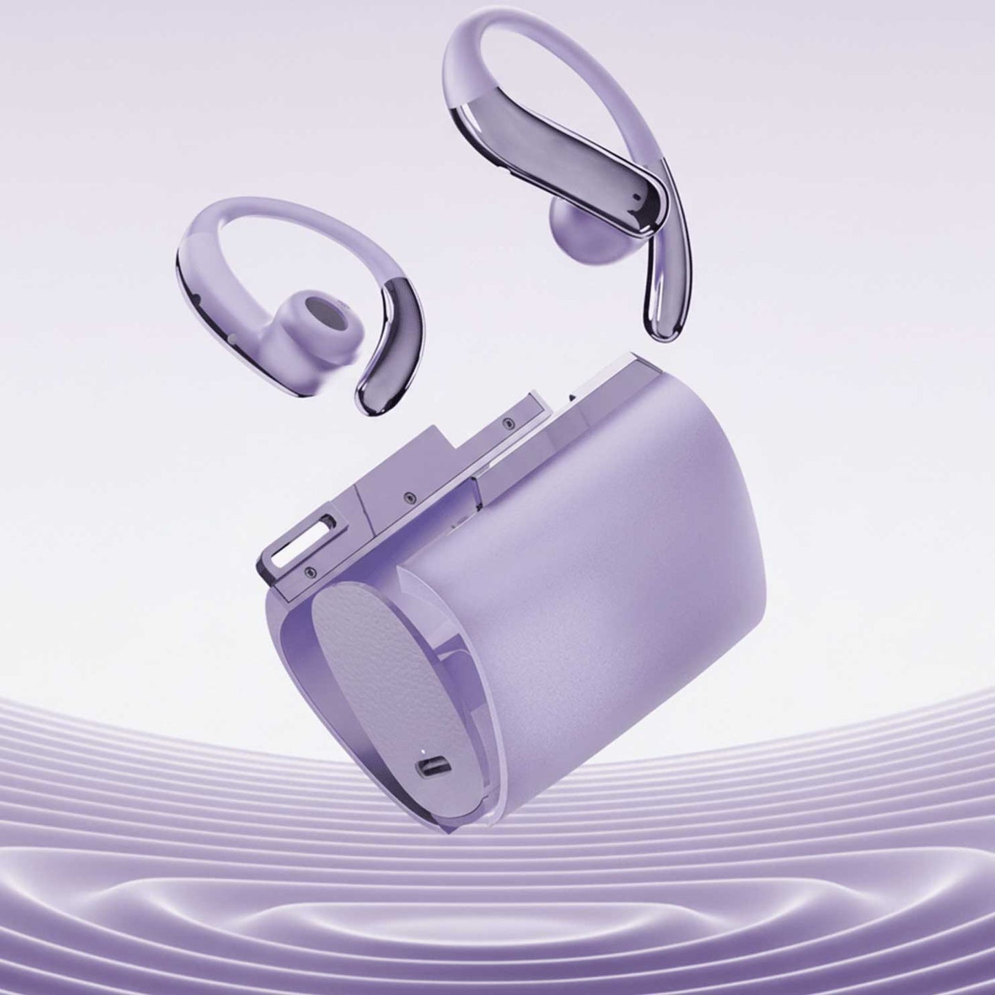 Wireless Ear-hook OWS Earphones Purple Bluetooth Earbuds Over the Ear Headphones  True Stereo Charging Case  Hands-free Mic  - ONY88 2293-3