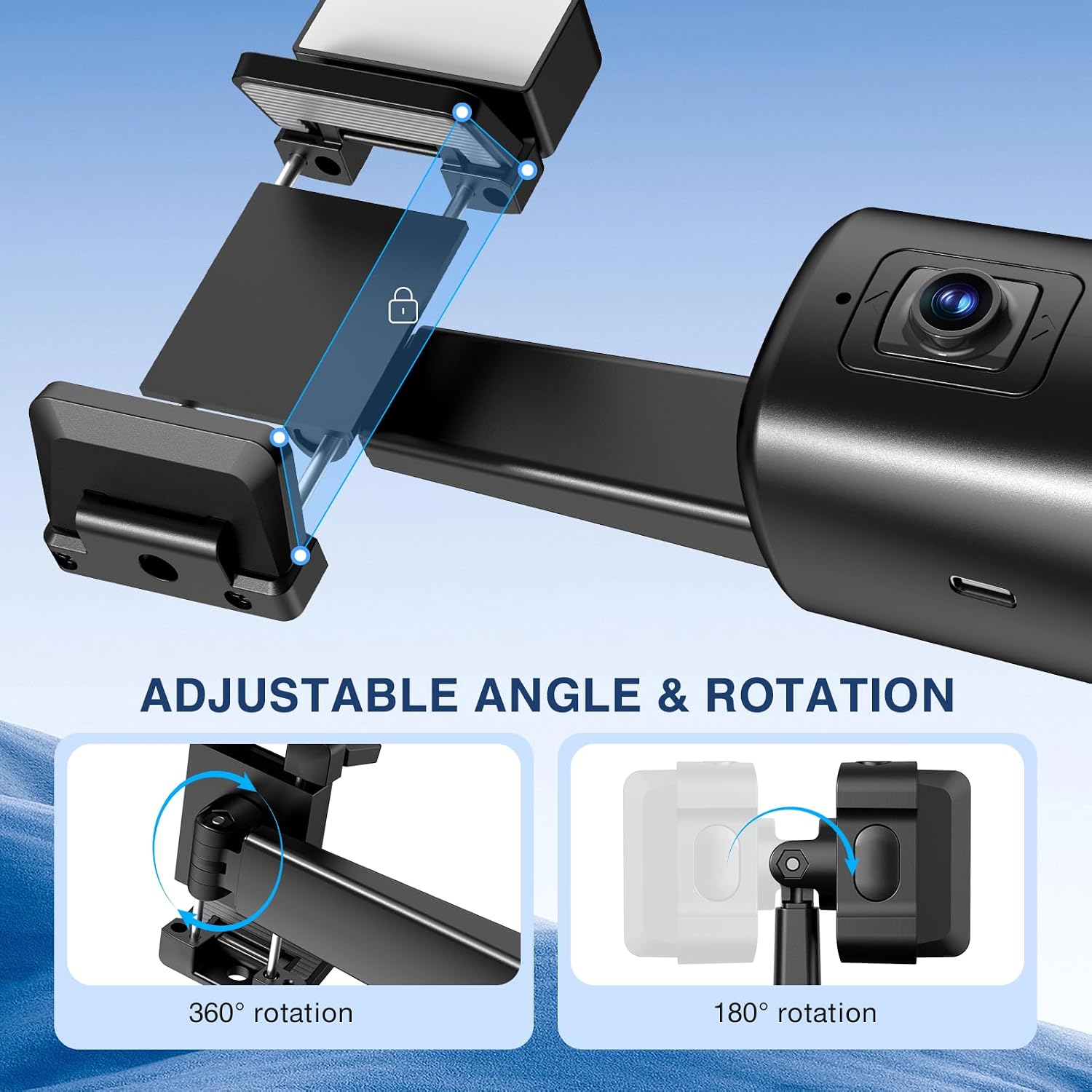 Auto Face Tracking Holder Tripod 360-degree Rotating Photo Stand Remote Shutter Gesture Control Smart Camera Shooting  - ONXW126 2474-4