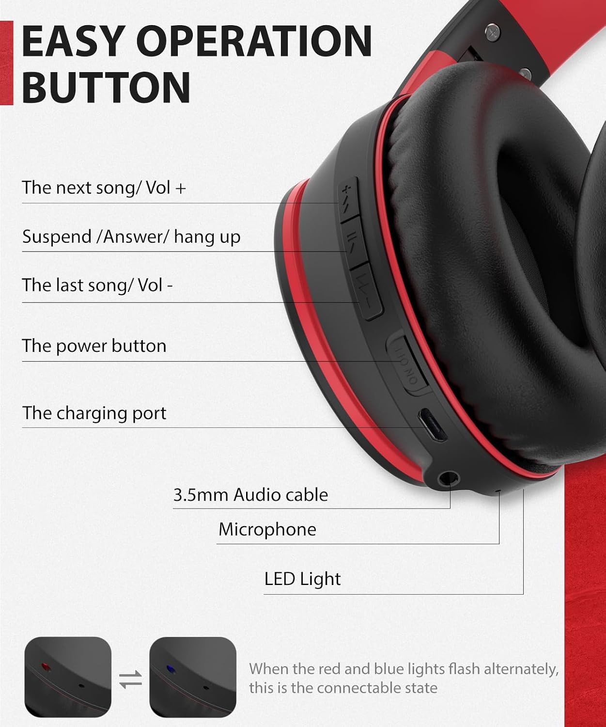 Wireless Headphones Foldable Headset w Mic Earphones Earbuds  - ONXW133 2482-3