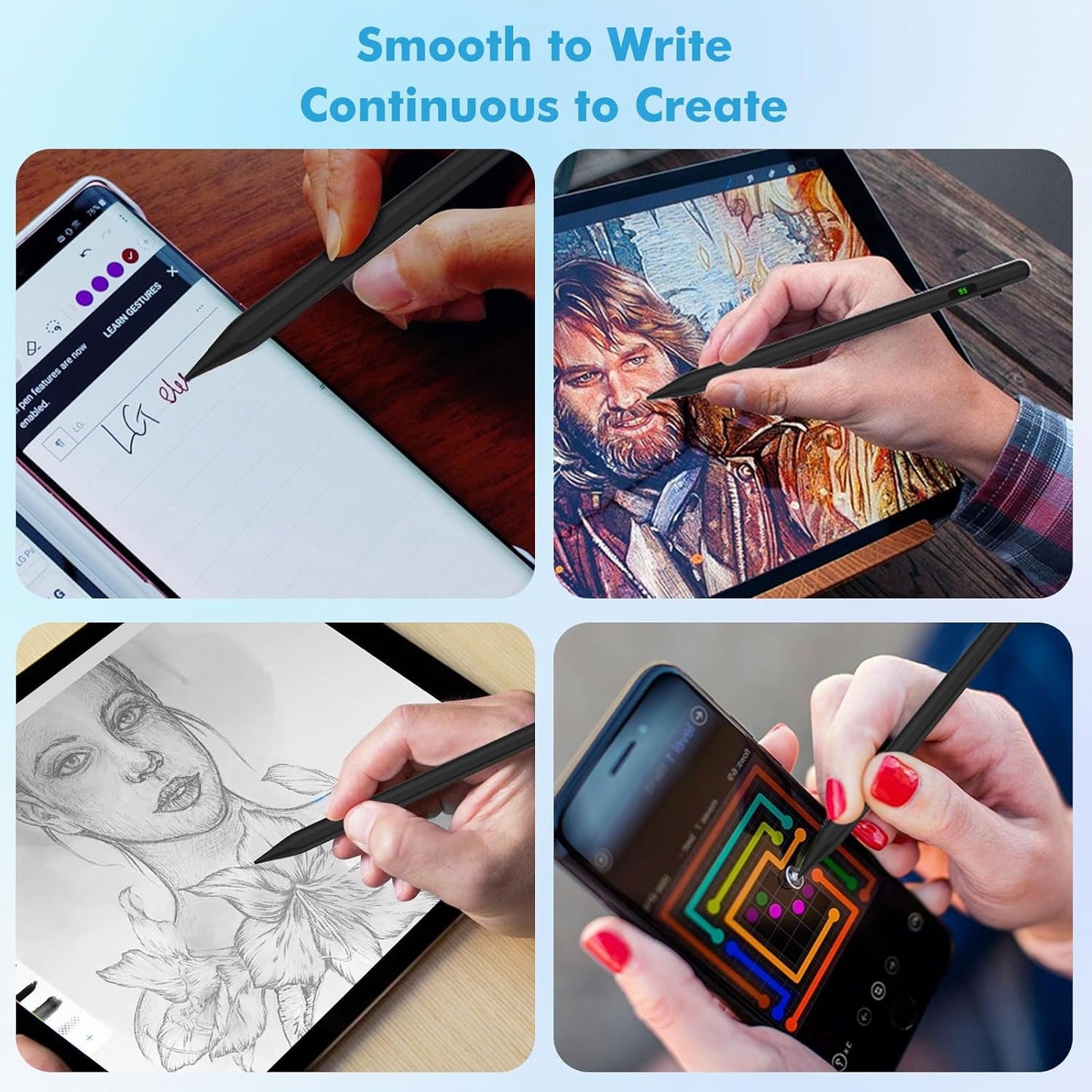 Active Digital Display Stylus Touch Pen Capacitive Rechargeable Palm Rejection   - ONV61 2098-6