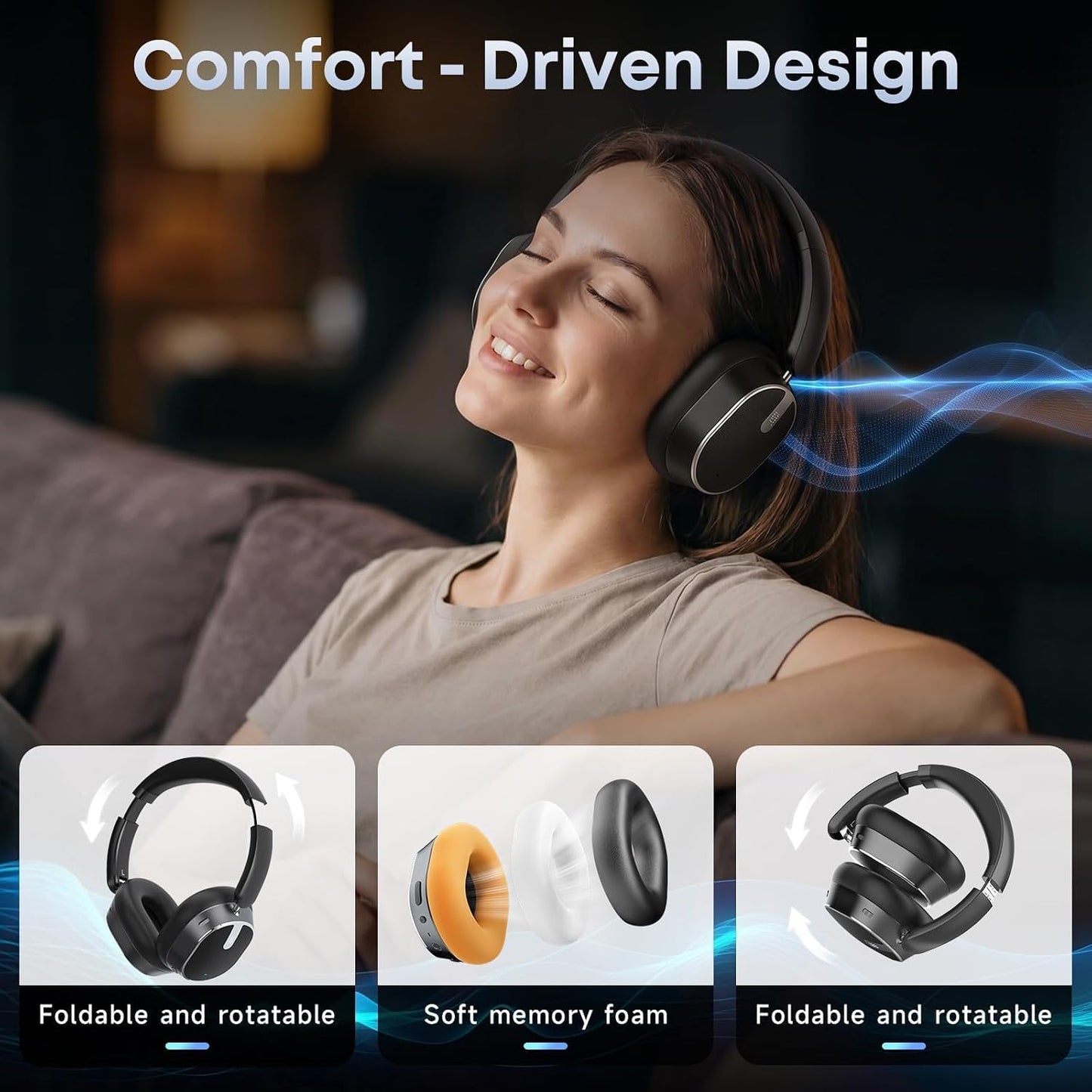Wireless Headphones Foldable Headset w Mic Earphones Earbuds  - ONXW139 2488-7