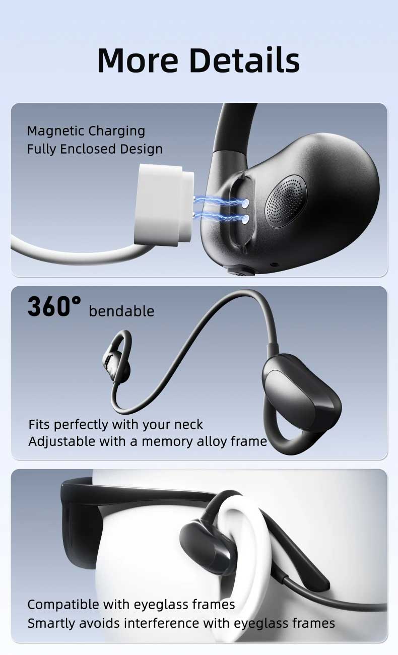 Bone Conduction Wireless Headphones Sports Earphones Neckband Open-Ear Earbuds Headset Hi-Fi Sound Hands-free Mic  - ONF21 2251-7