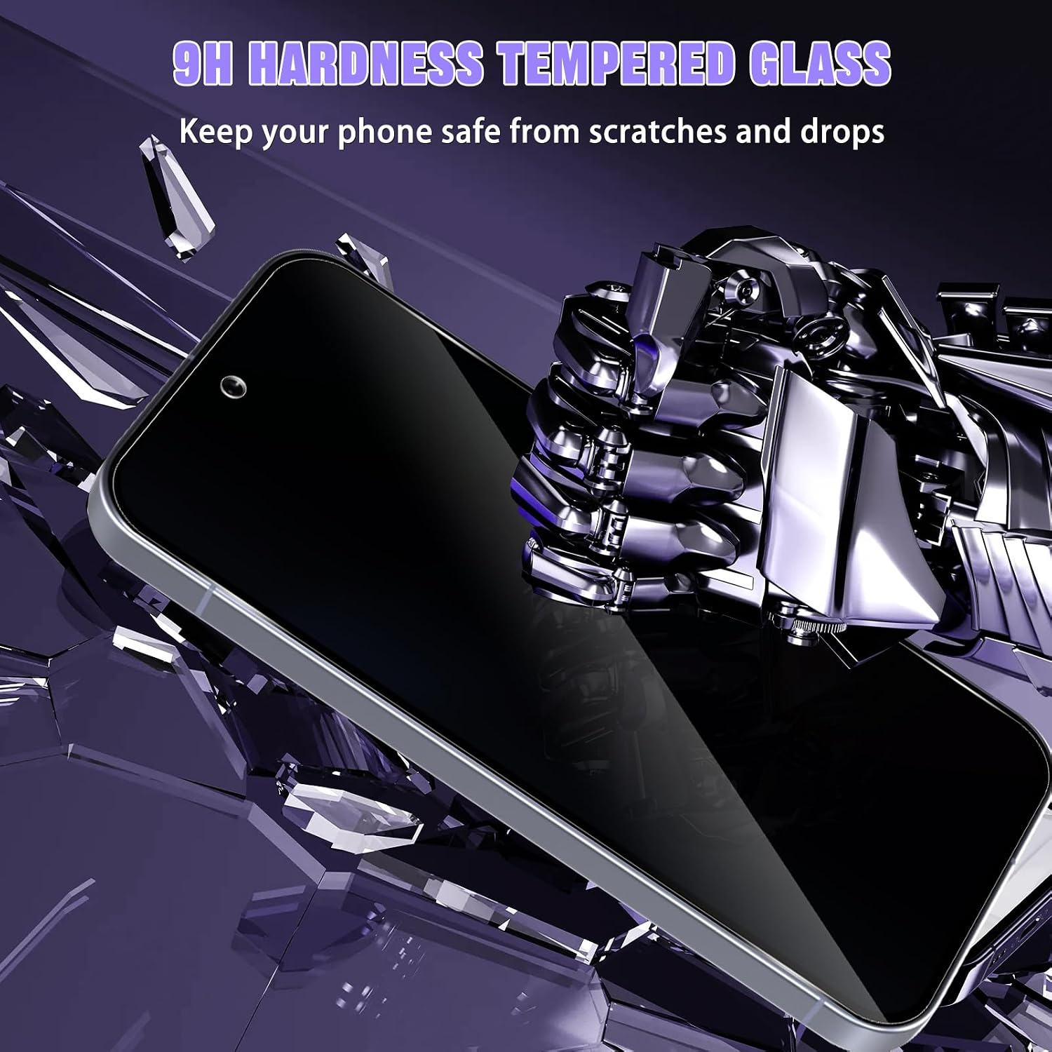 2 Pack Privacy Screen Protector Tempered Glass Anti-Spy 9H Hardness Anti-Peep 3D Edge  - ON2SP92 2453-3