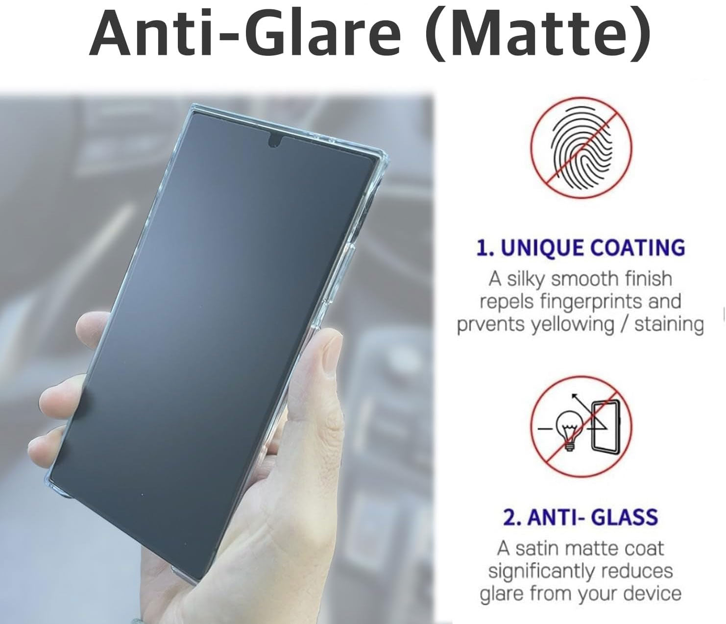 2 Pack Matte Screen Protector TPU Film  Anti-Glare  Anti-Fingerprint Fingerprint Works 3D Edge  - ON2SP14 2160-2