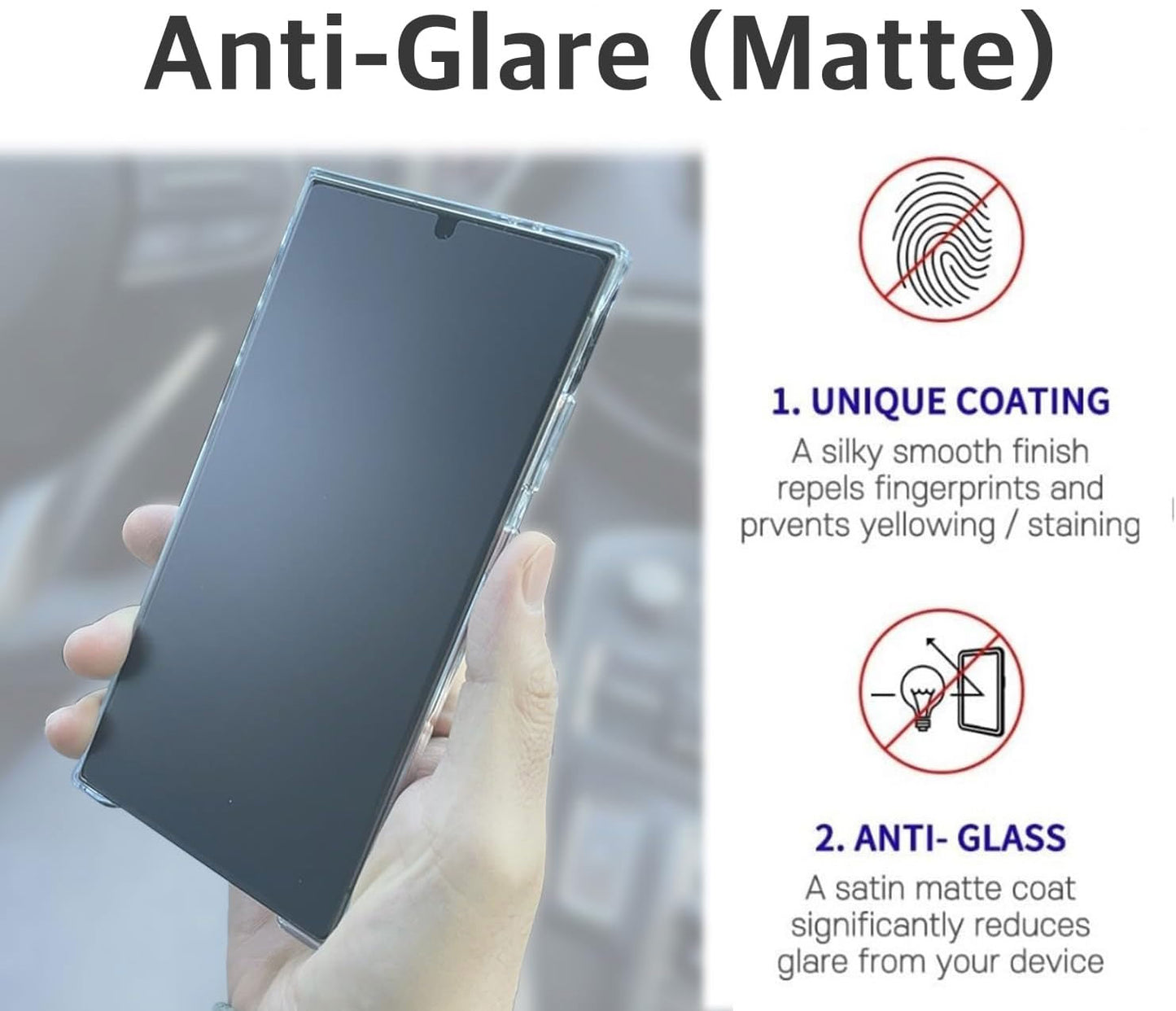 2 Pack Matte Screen Protector TPU Film Anti-Glare Anti-Fingerprint Fingerprint Works 3D Edge  - ON2SP59 2278-2