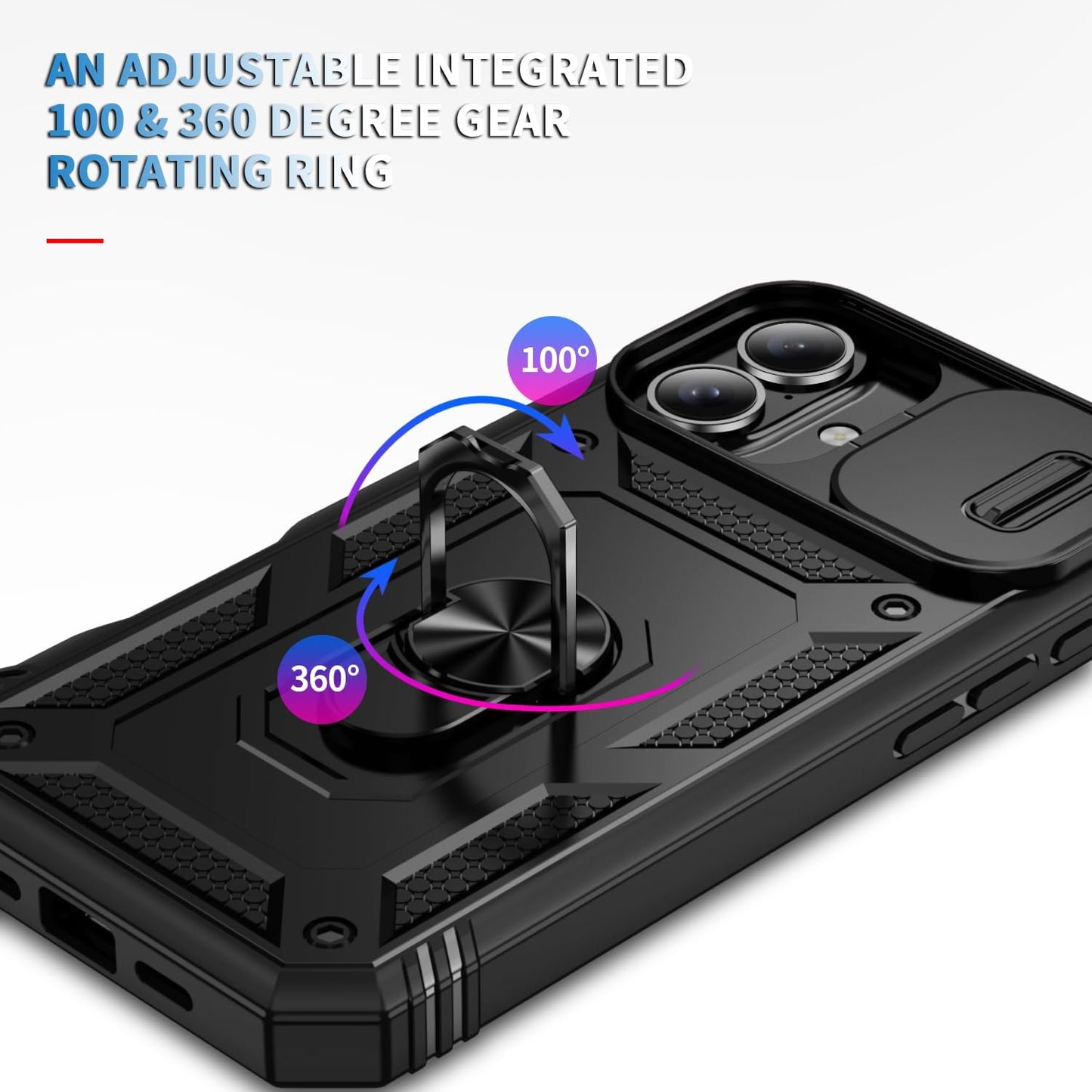 Hybrid Case Cover Metal Ring Lens Protects Kickstand Shockproof Armor  - ONXW104 2446-3