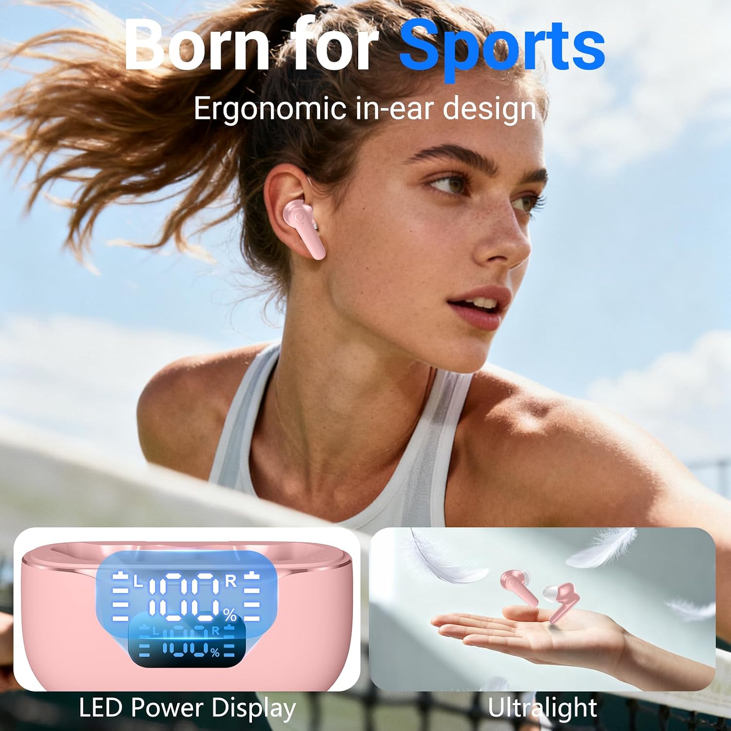 Pink TWS Earphones Wireless Earbuds Headphone True Stereo Headset  - ONXW185 2534-2
