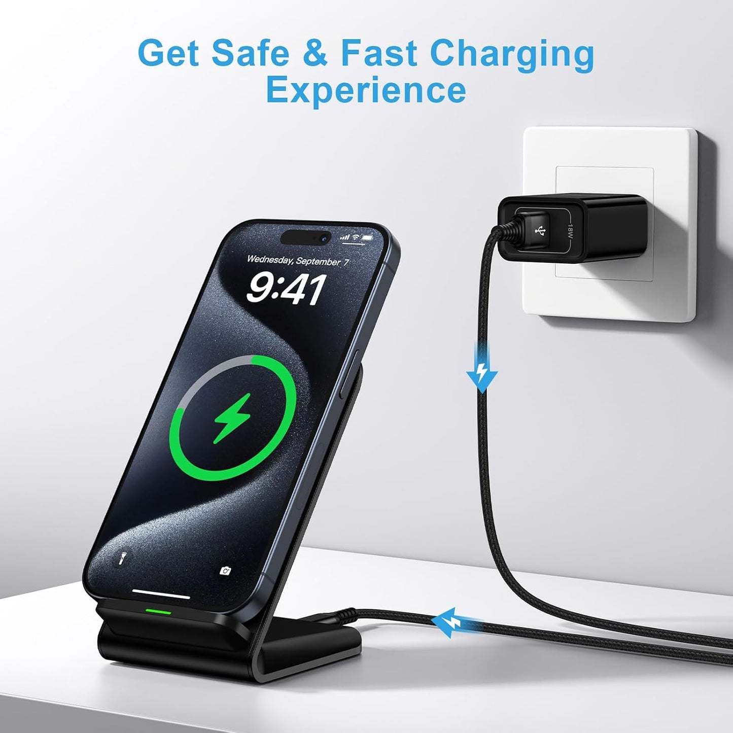 Wireless Charger 15W Fast Stand Charging Pad  Slim Charging Station   - ONXW206 2556-3