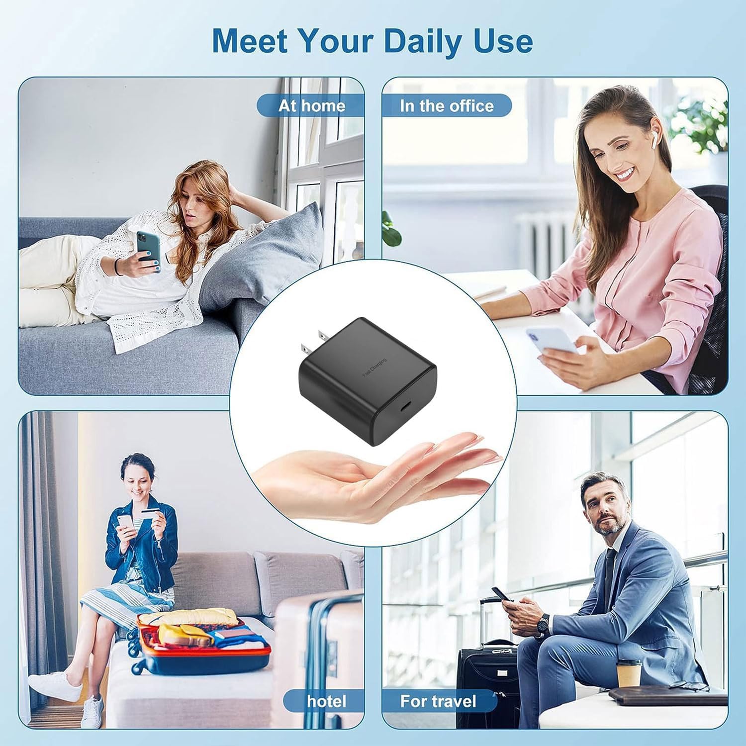 2 Pack 45W Fast Home Charger PD Type-C 2 Pack 6ft USB-C Cable Quick Power Adapter  - ONXW190 2539-7