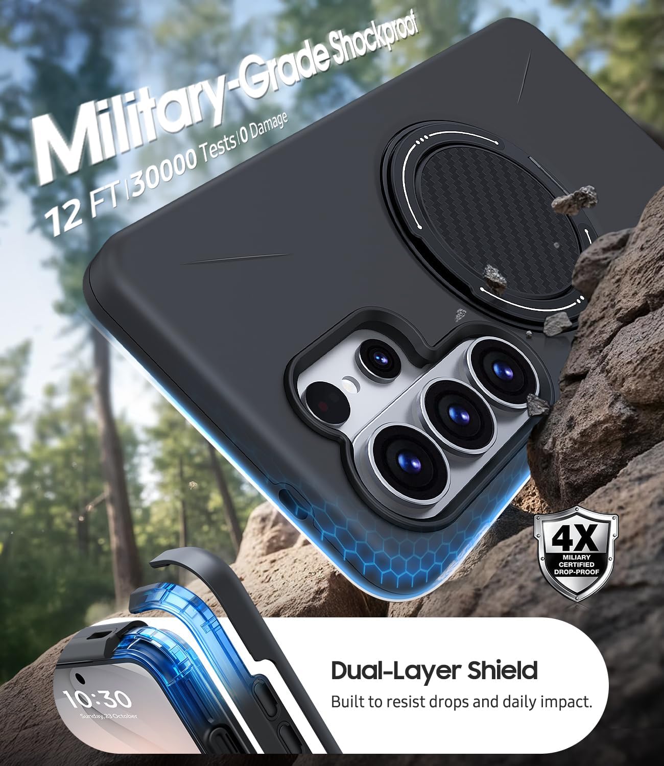 Magnetic Ring Case  360 Degree Rotate  Cover Armor Drop-Proof  Defender  - ONXW6 2342-3