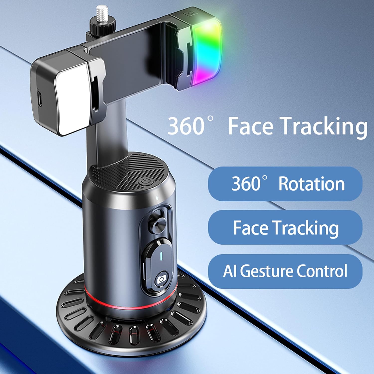 Auto Face Tracking Holder Phone Stand 360-degree Rotation Tripod Smart Camera Shooting Rechargeable Remote Shutter  - ONXW125 2473-3