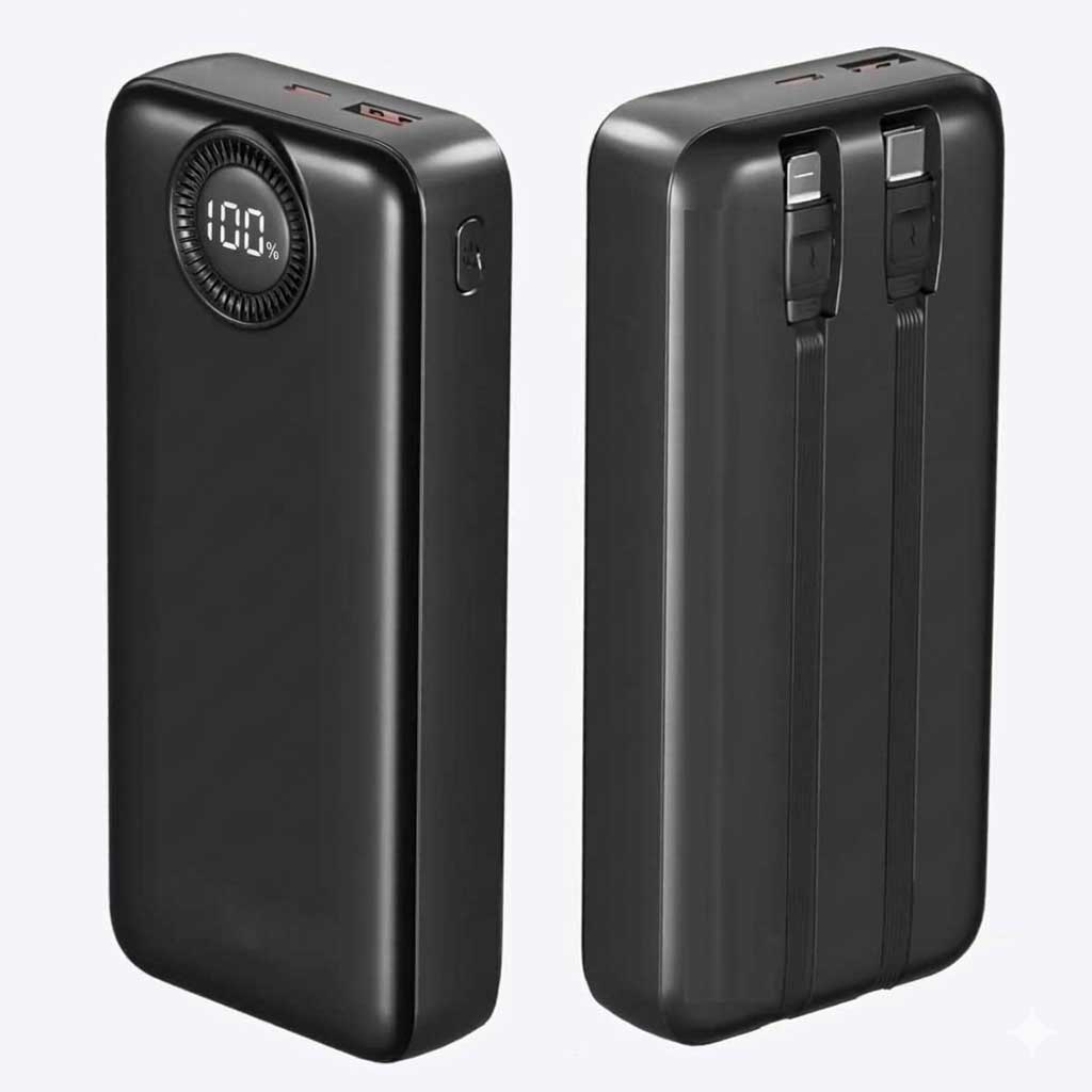 20000mAh Power Bank  22.5W PD Fast Charge Backup Battery Portable Charger  Built-in Cable LED Display  - ONZ63 2314-1
