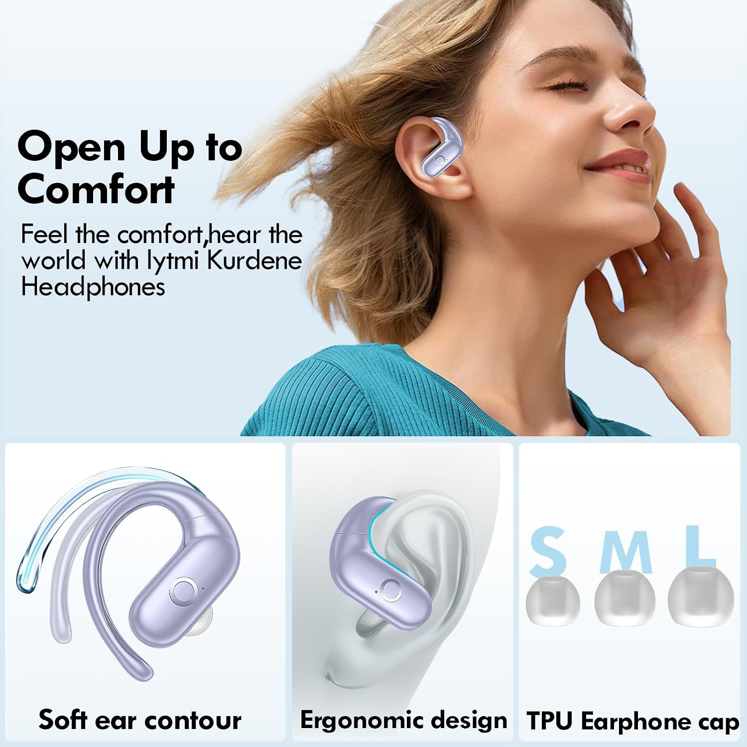 Wireless Ear-hook Earphones Bluetooth Earbuds Over the Ear Headphones True Stereo Charging Case Hands-free  - ONXW143 2492-5
