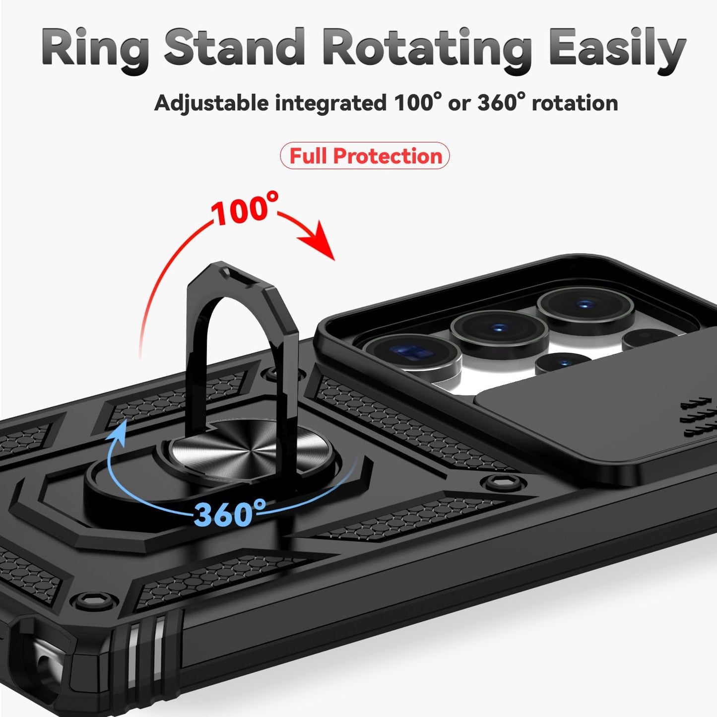 Hybrid Case Cover  Metal Ring  Lens Protects  Kickstand Shockproof Armor  - ONXW12 2348-6