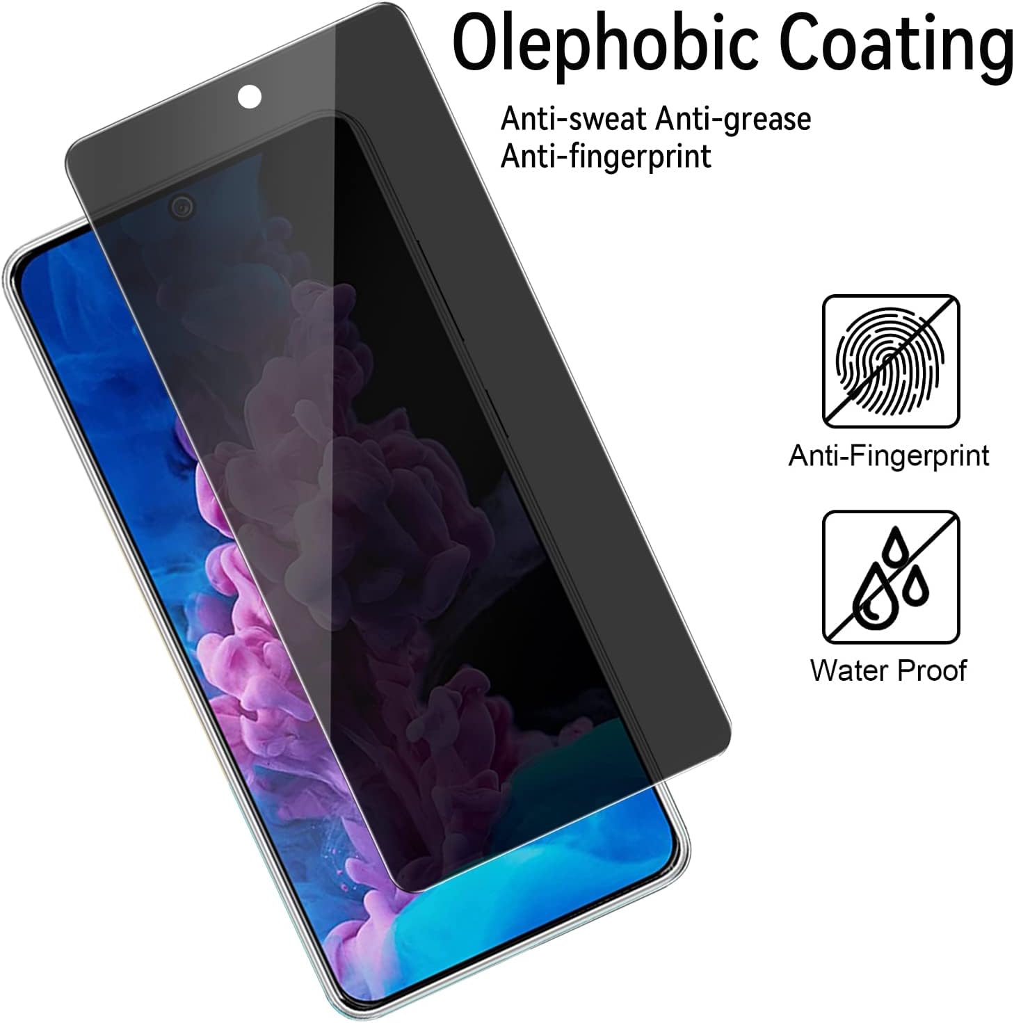 2 Pack Privacy Screen Protector TPU Film Fingerprint Works Anti-Spy Anti-Peep 3D Edge  - ON2V43 2065-6