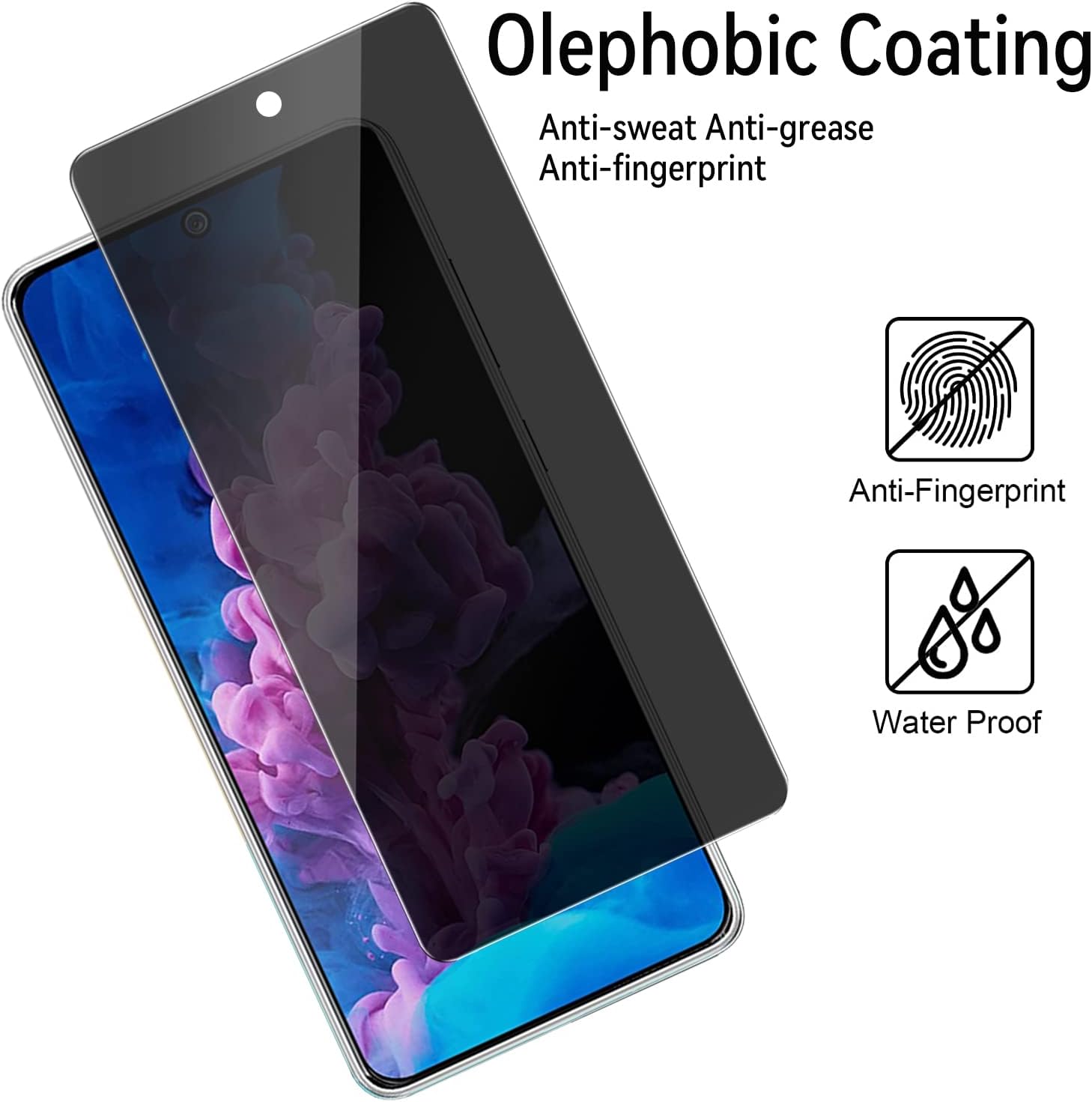 2 Pack Privacy Screen Protector TPU Film Fingerprint Works Anti-Spy Anti-Peep 3D Edge  - ON2SP32 2226-6