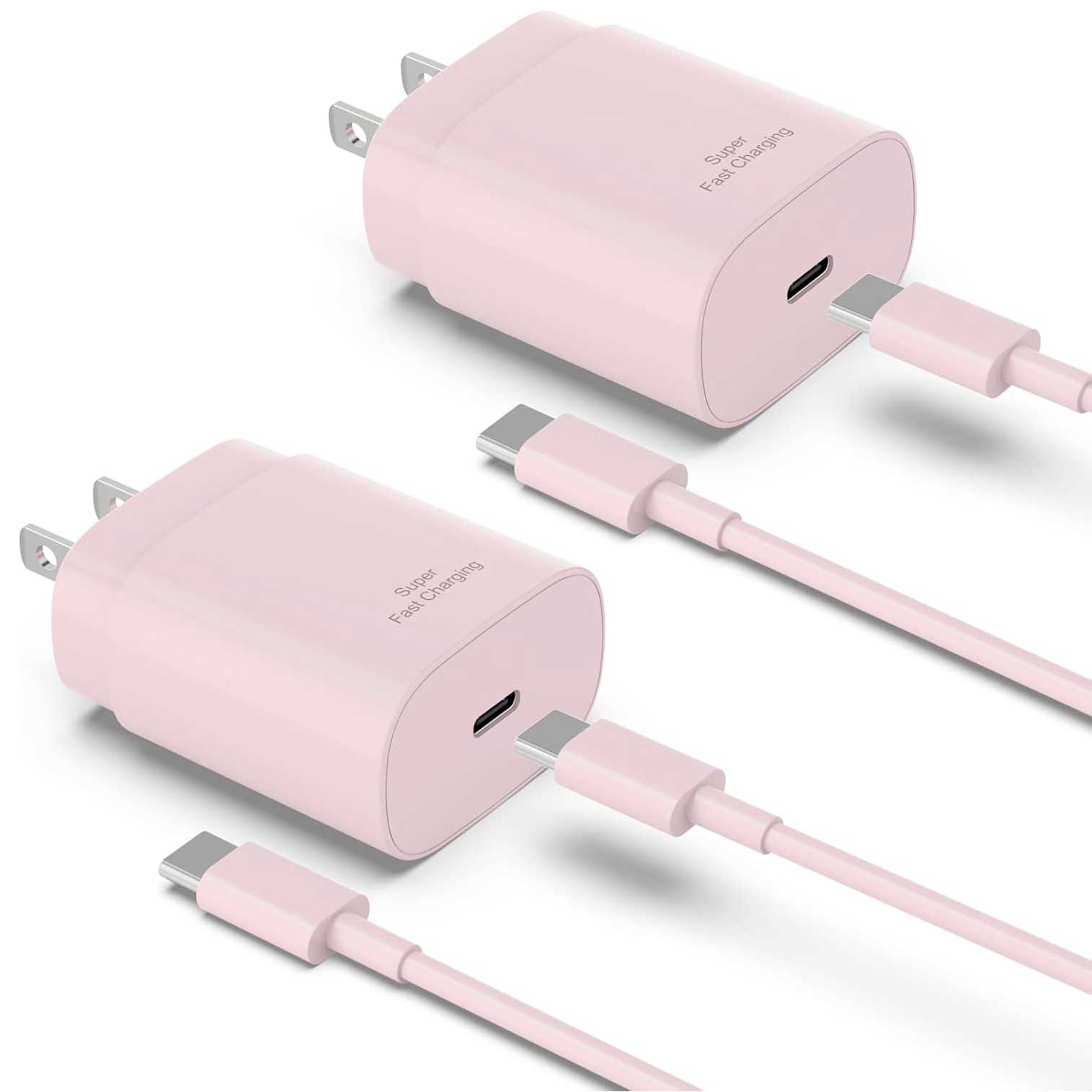 Pink 2 Pack 25W Fast Home Charger PD Type-C 2 Pack 6ft USB-C Cable Quick Power Adapter  - ONXW188 2537-1