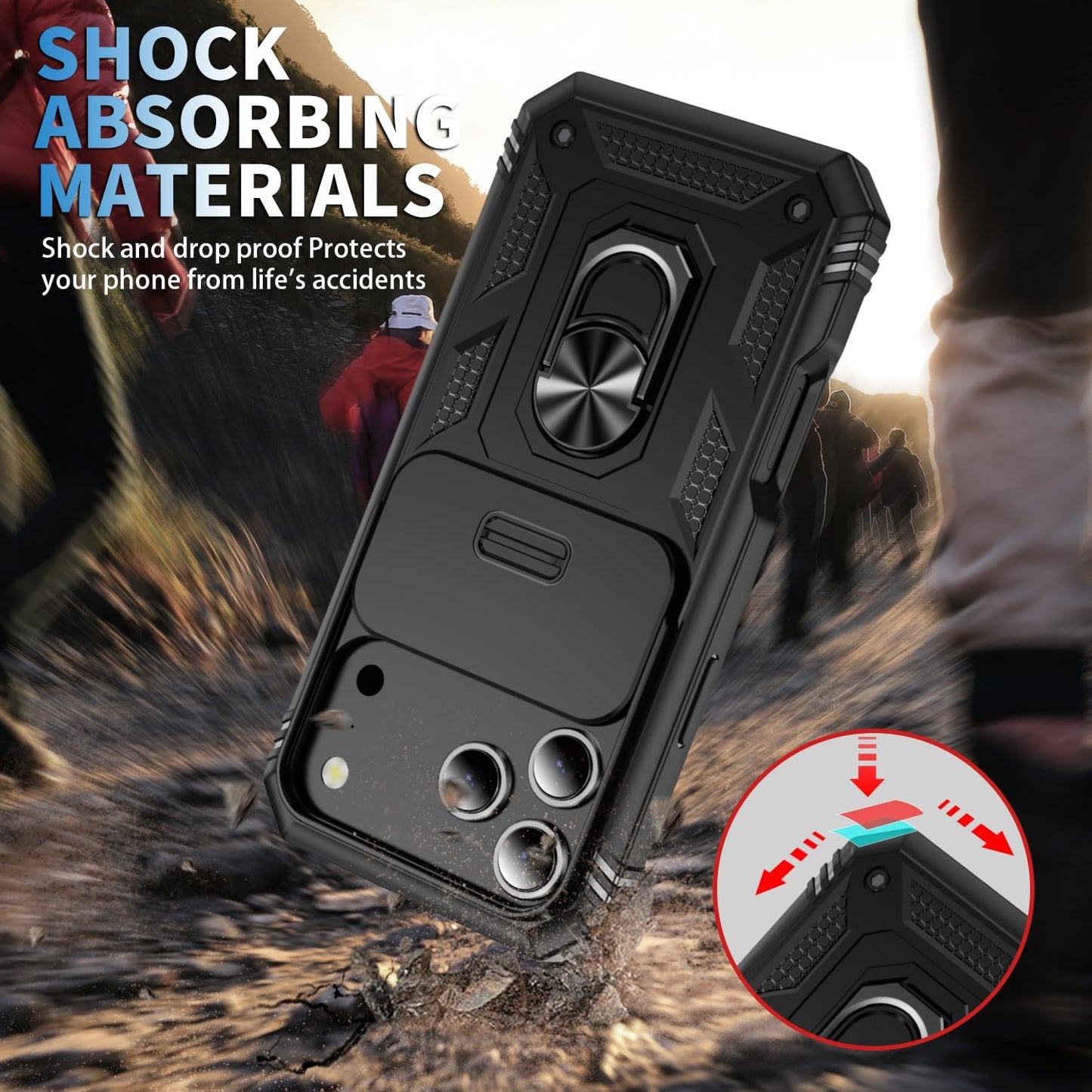 Hybrid Case Cover Metal Ring Lens Protects Kickstand Shockproof Armor  - ONXW106 2448-6