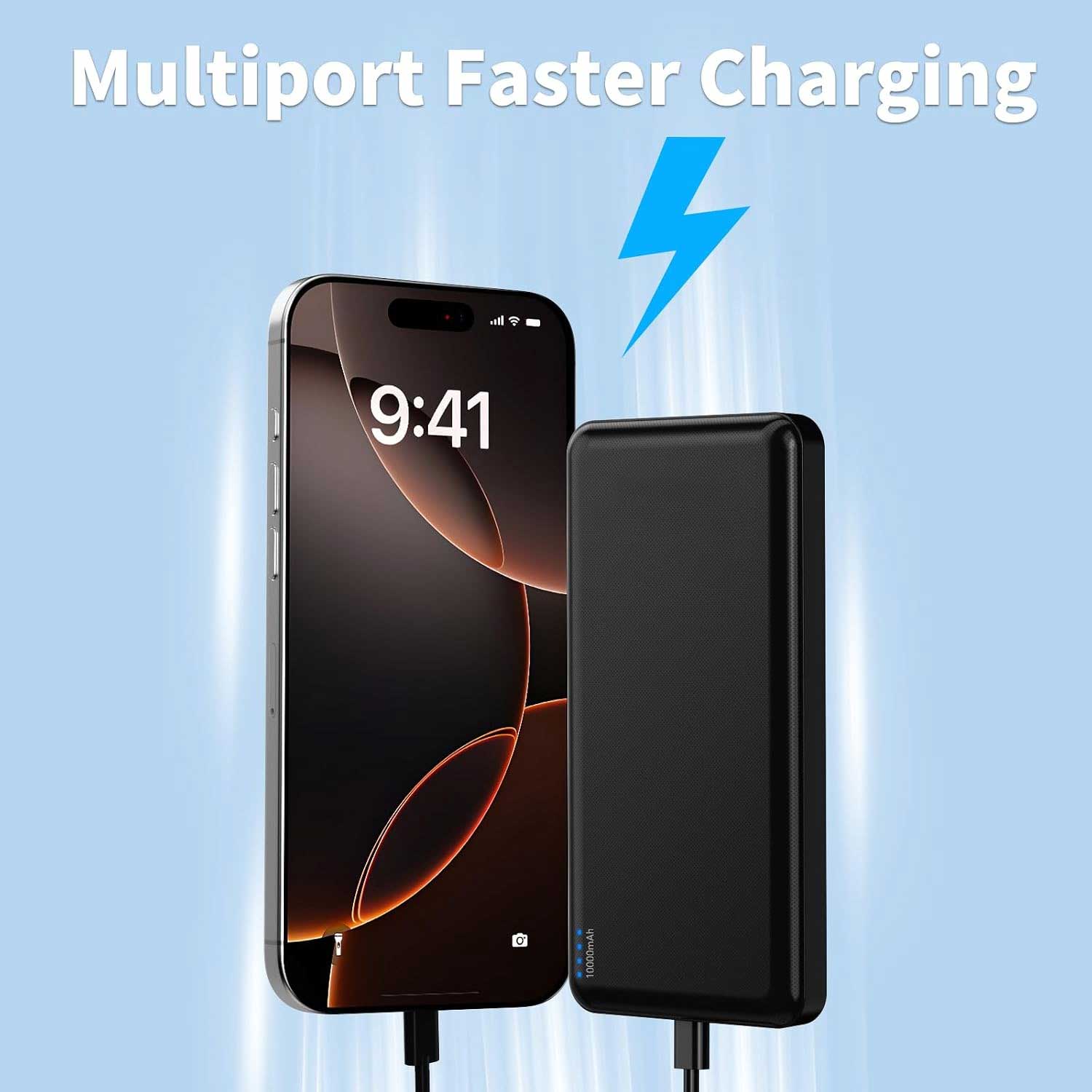 2 Pack 10000mAh Power Bank Backup Battery Portable Charger LED Indicators 2-Port USB 1-Port USB-C  - ONXW243 2599-3