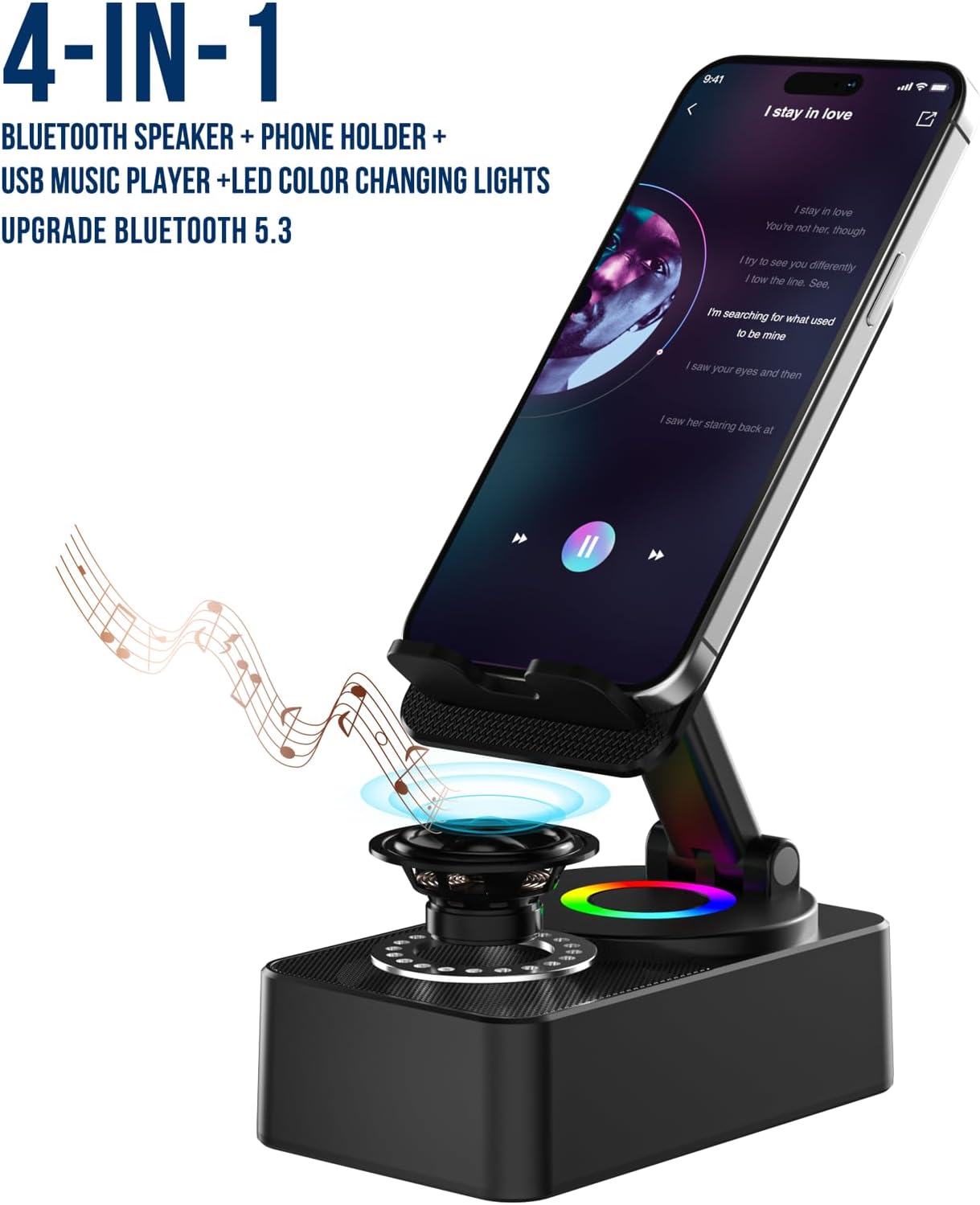 Wireless Speaker Desk Stand Audio Foldable Multimedia LED Lights  - ONXW17 2353-2