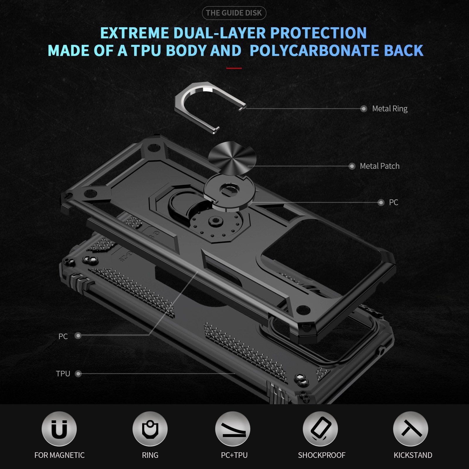 Case Belt Clip Holster Swivel Metal Ring Cover Kickstand Armor  - ONZ07 2210-3