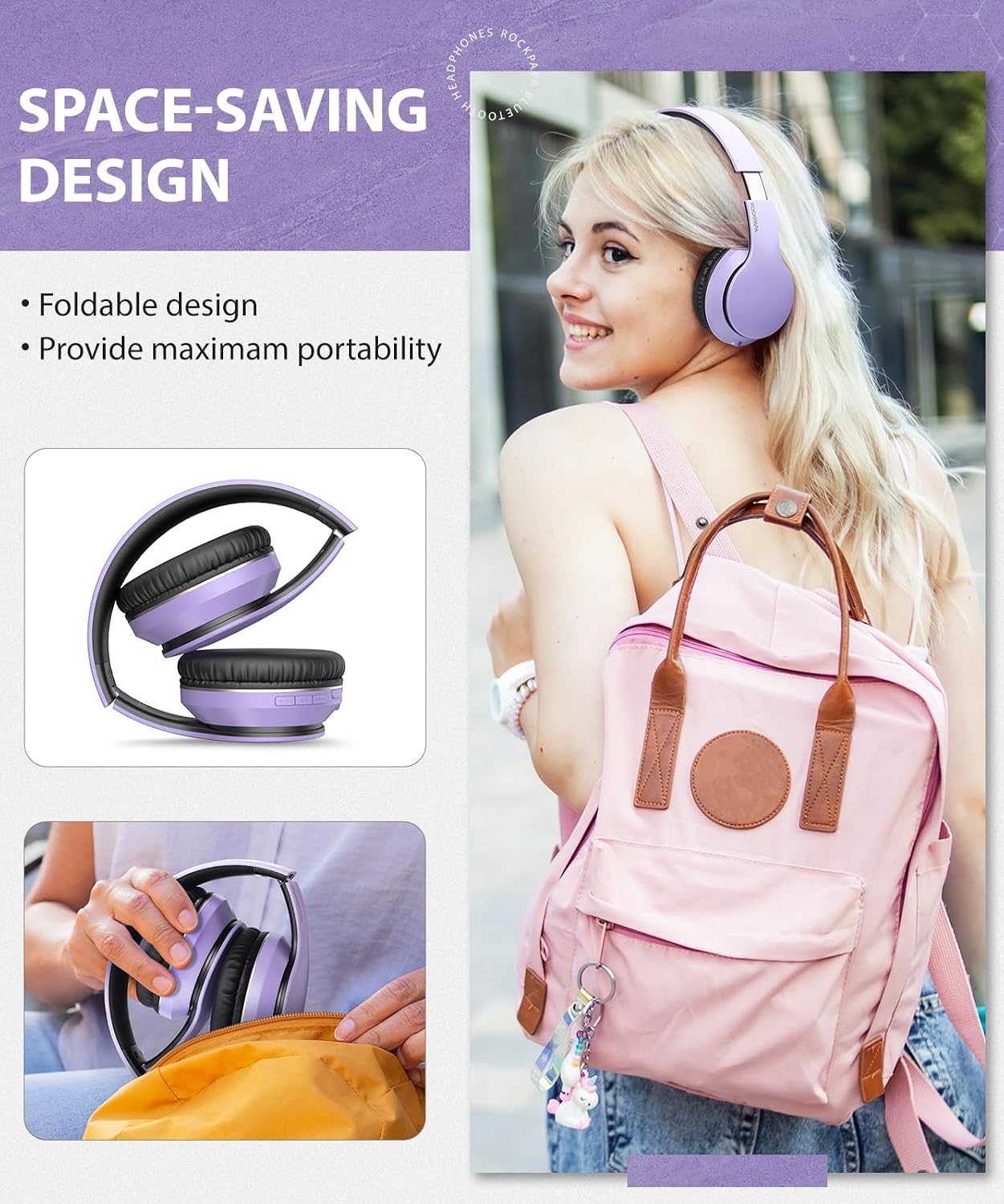 Wireless Headphones Foldable Headset w Mic Earphones Earbuds  - ONXW135 2484-6