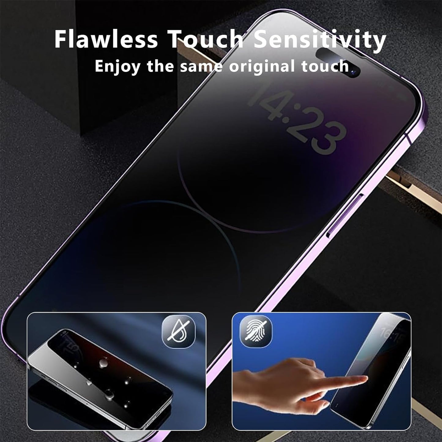 2 Pack Privacy Screen Protector Tempered Glass Curved Anti-Spy Anti-Peep 3D Edge  - ON2SP46 2265-3