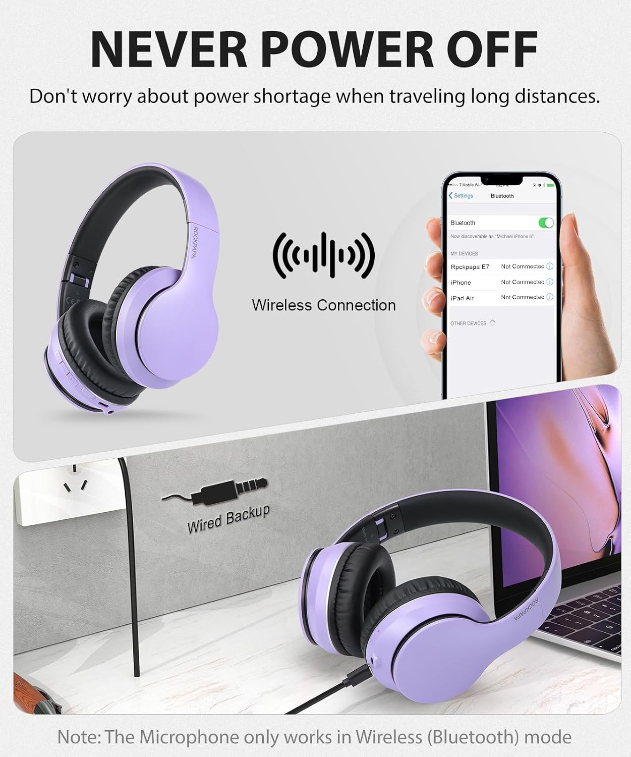 Wireless Headphones Foldable Headset w Mic Earphones Earbuds  - ONXW135 2484-5