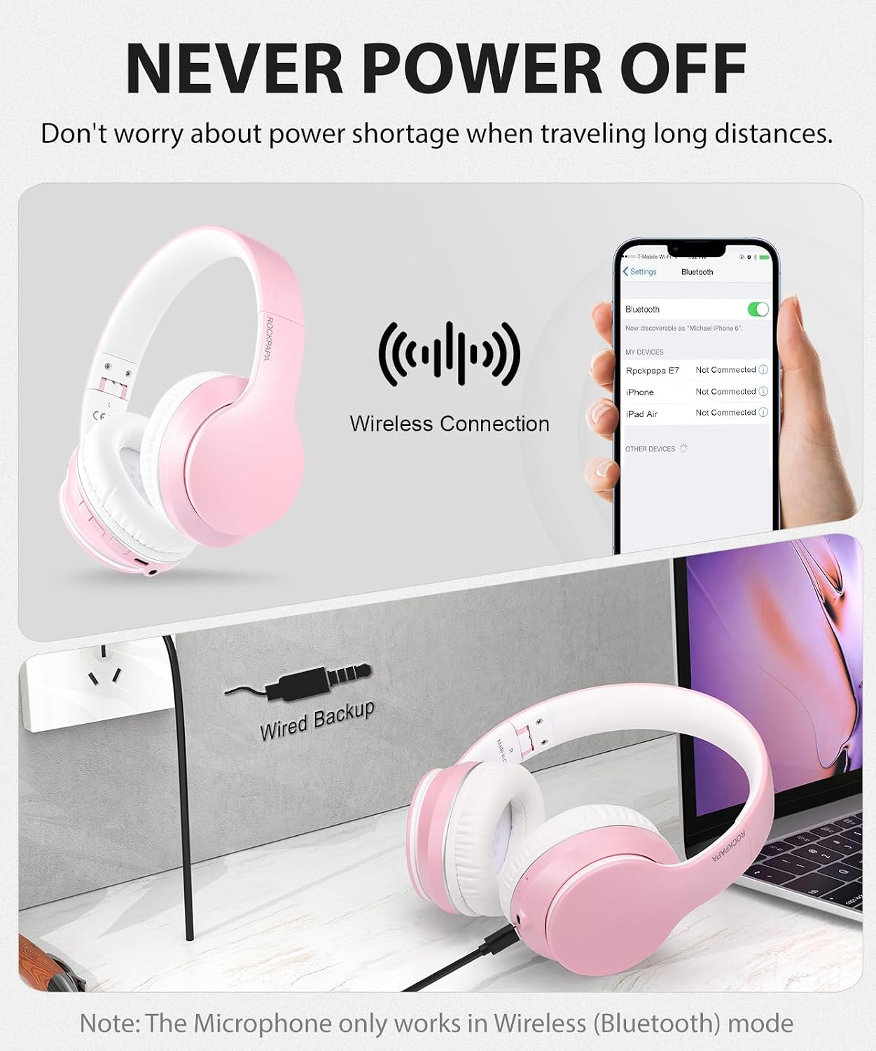 Wireless Headphones Foldable Headset w Mic Earphones Earbuds  - ONXW134 2483-5