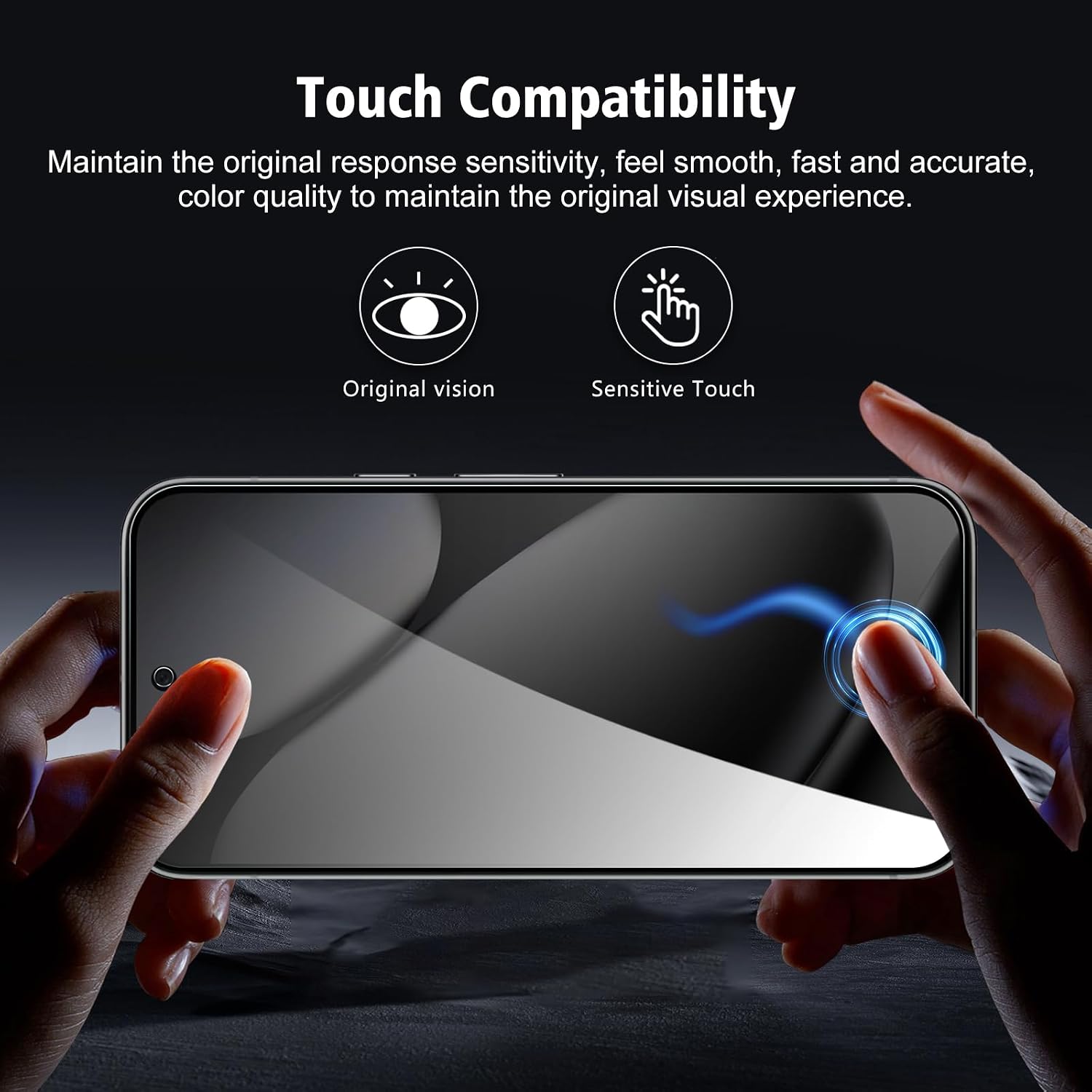 2 Pack Privacy Screen Protector Tempered Glass Anti-Spy Anti-Peep 9H Hardness 3D Edge  - ON2SP94 2455-6