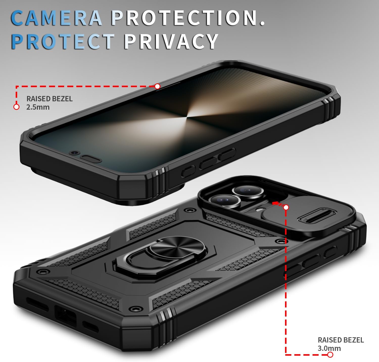 Hybrid Case Cover Metal Ring Lens Protects Kickstand Shockproof Armor  - ONXW104 2446-2