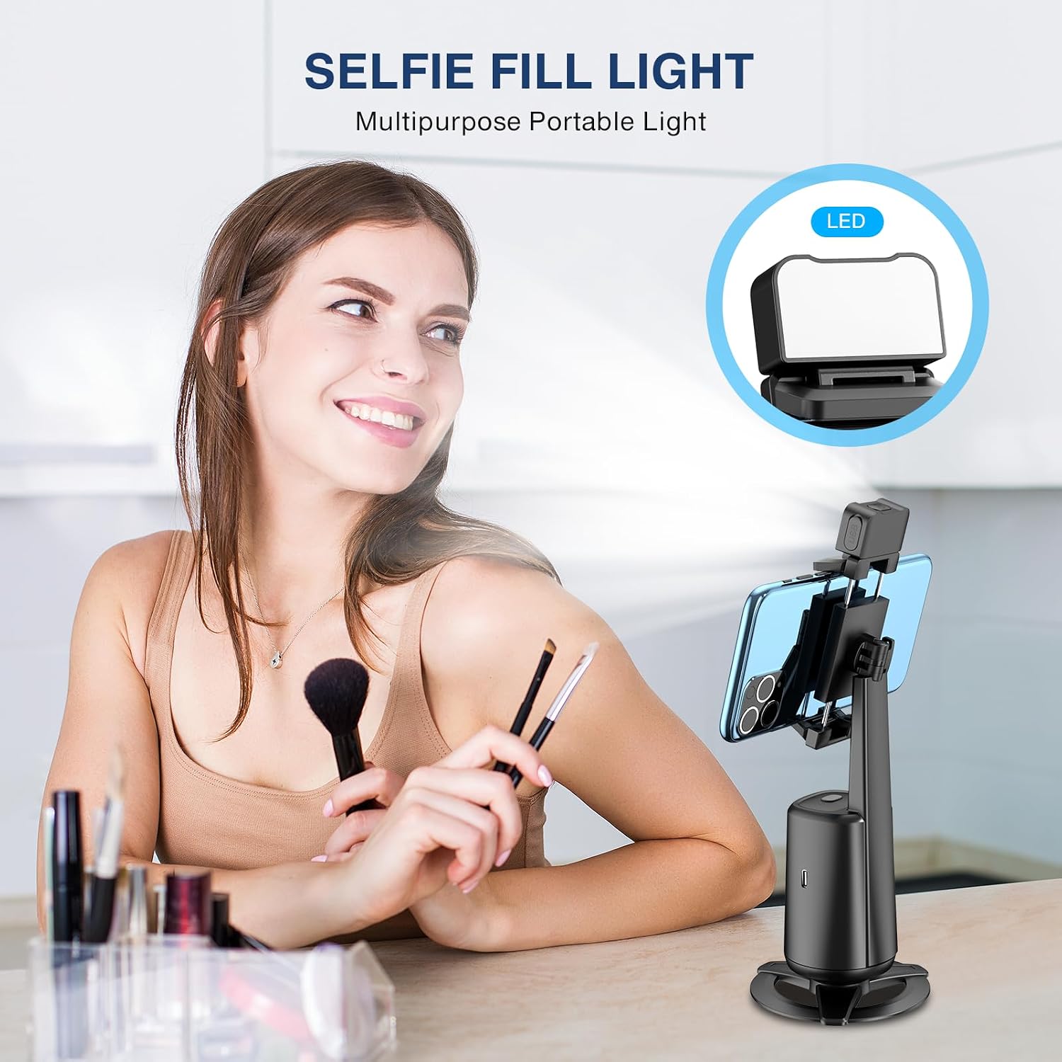 Auto Face Tracking Holder Tripod 360-degree Rotating Photo Stand Remote Shutter Gesture Control Smart Camera Shooting  - ONXW126 2474-7
