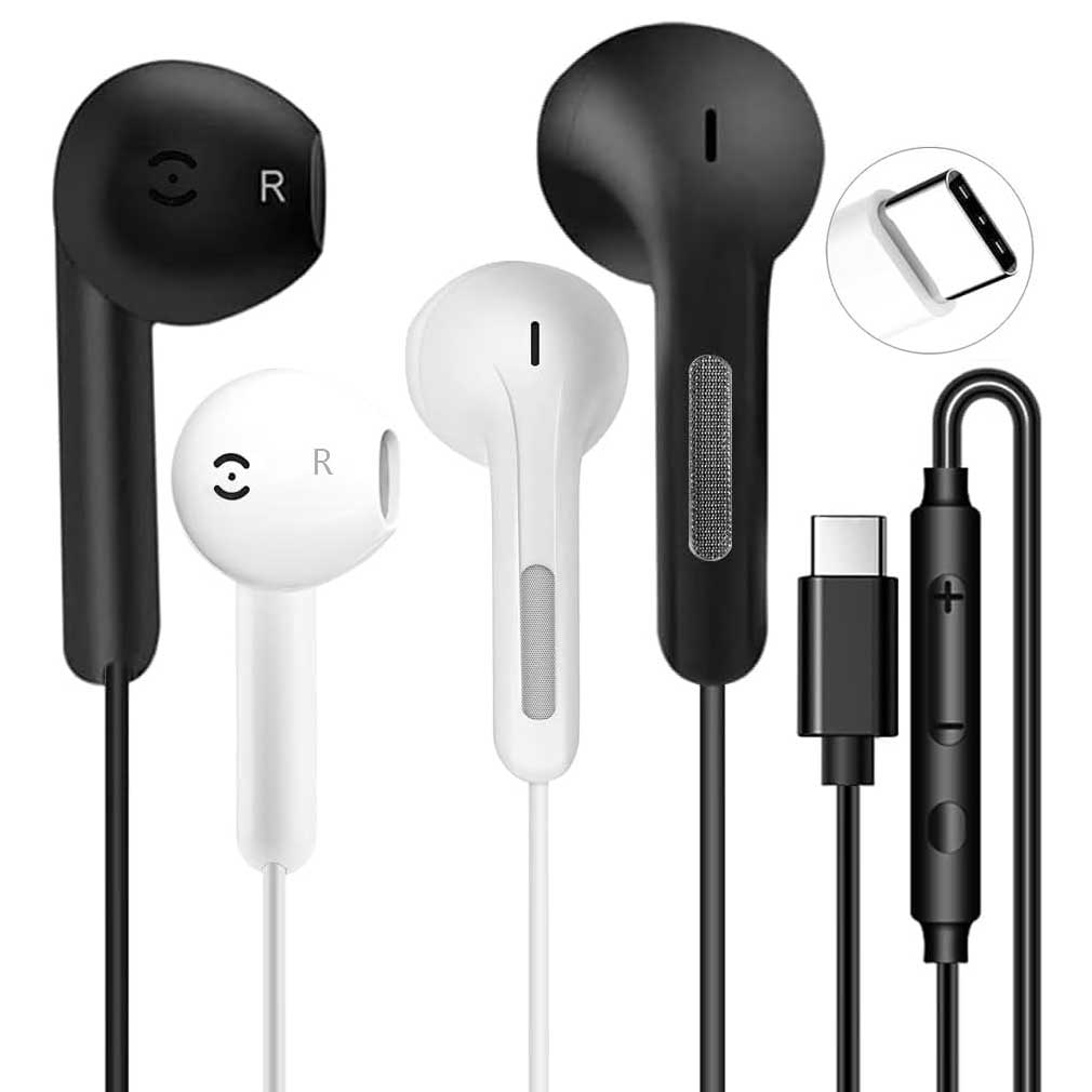 2 Pack TYPE-C Earphones  USB-C Earbuds Headphone w Mic Headset Earpieces  - ONXW203 2553-1