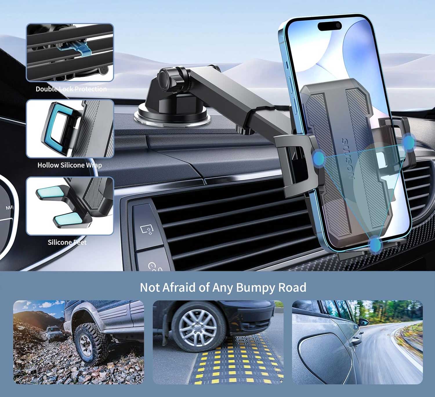 Car Mount Windshield Air Vent Phone Holder Glass Cradle Swivel Dock  - ONXW213 2563-3