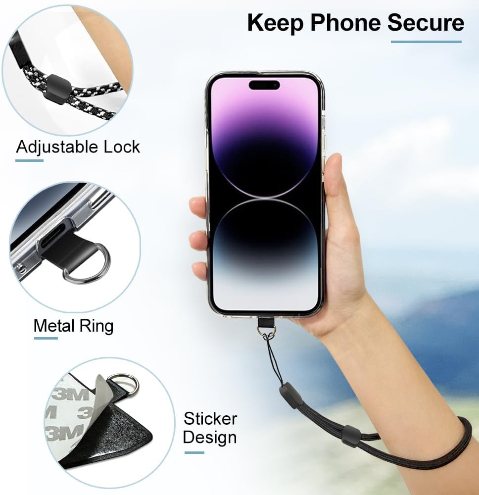 5 Pack Phone Lanyard Adjustable Wrist Straps For Phone Cases  Strong Holder  - ONXW266 2627-3
