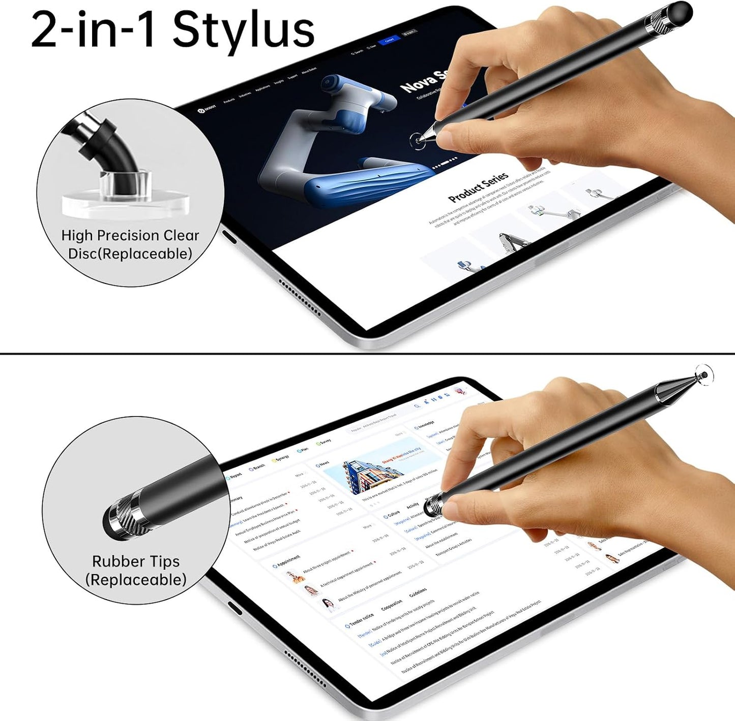 5 Pcs Stylus Touch Screen Pen Silicone Tip Lightweight Alloy Black/White/Rose Gold/Blue/Silver  - ONXW265 2626-3