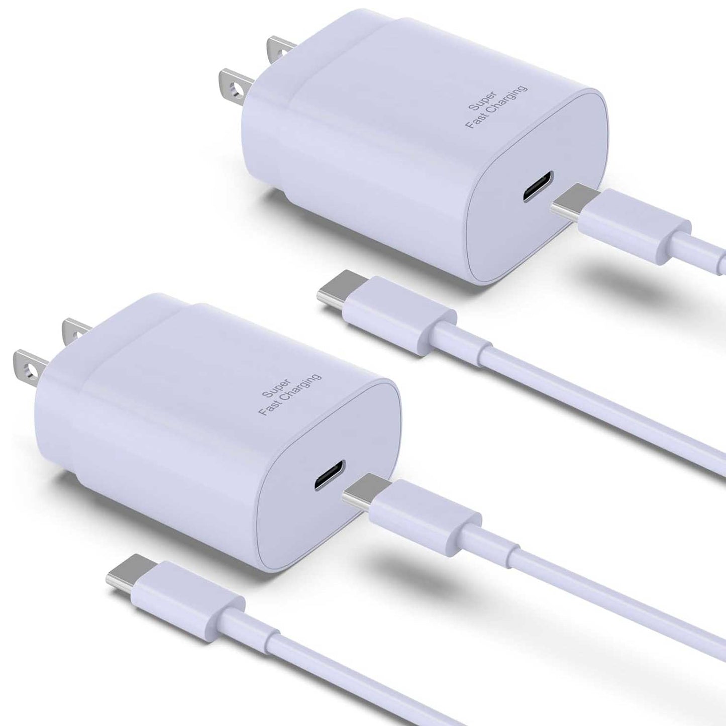 Purple 2 Pack 25W Fast Home Charger PD Type-C 2 Pack 6ft USB-C Cable Quick Power Adapter  - ONXW189 2538-1