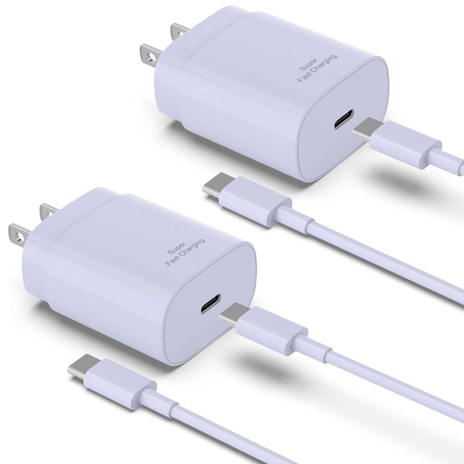 Purple 2 Pack 25W Fast Home Charger PD Type-C 2 Pack 6ft USB-C Cable Quick Power Adapter  - ONXW189 2538-1