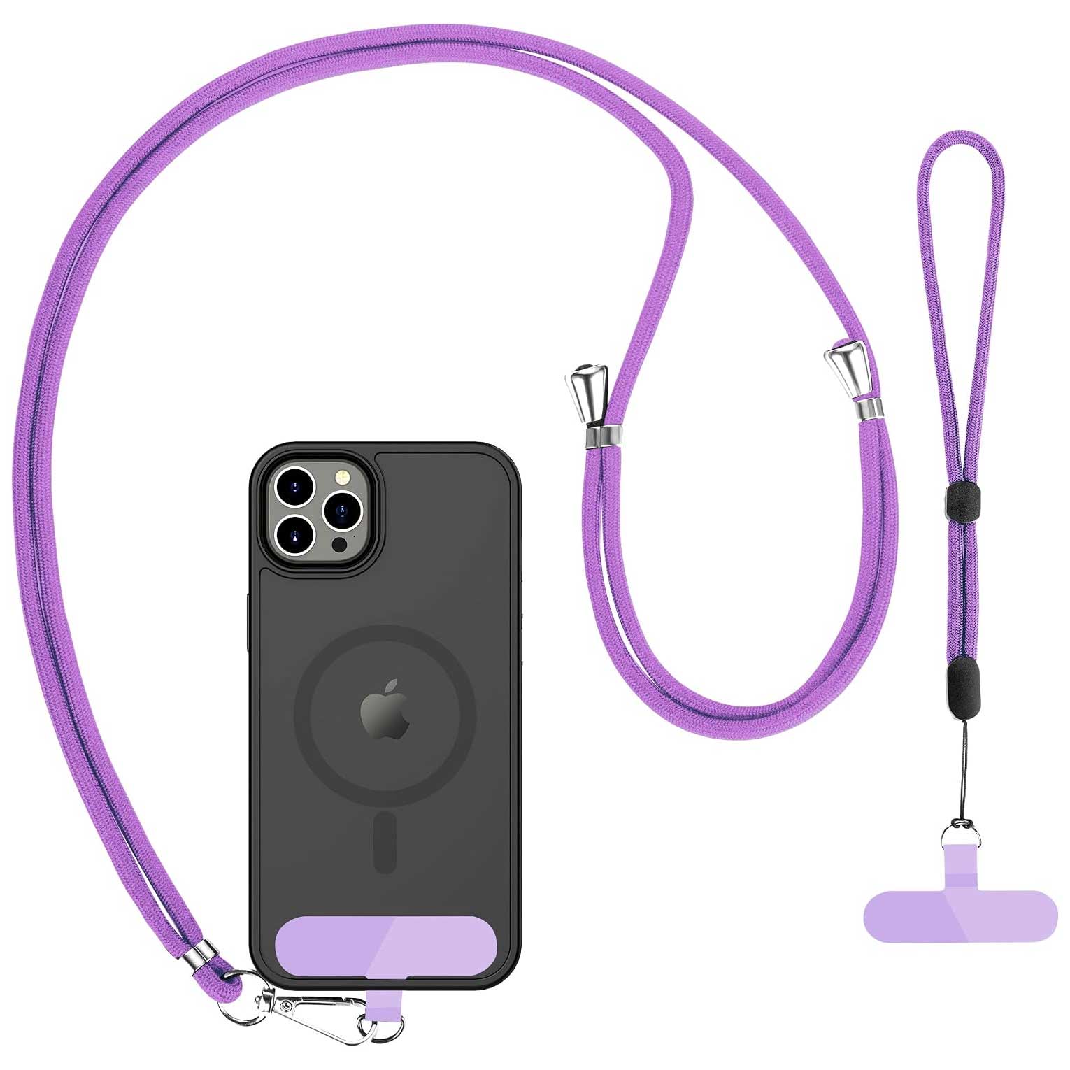 Purple 2 Pack Phone Lanyard  Adjustable Holder 1 Pcs Neck Straps 1 Pcs Wrist Straps For Phone Cases   - ONXW274 2635-1