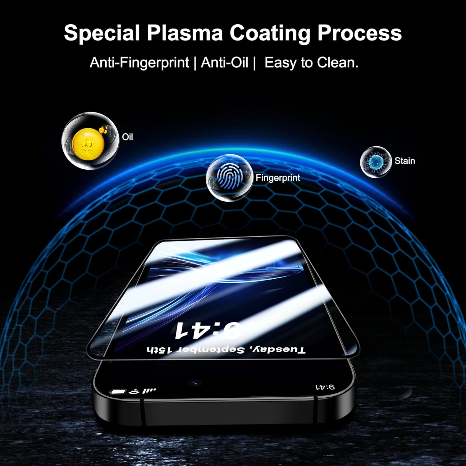 2 Pack Screen Protector Matte Tempered Glass HD Clear Full Cover (Fingerprint Unlock) 9H Hardness  - ON2SP04 2150-3