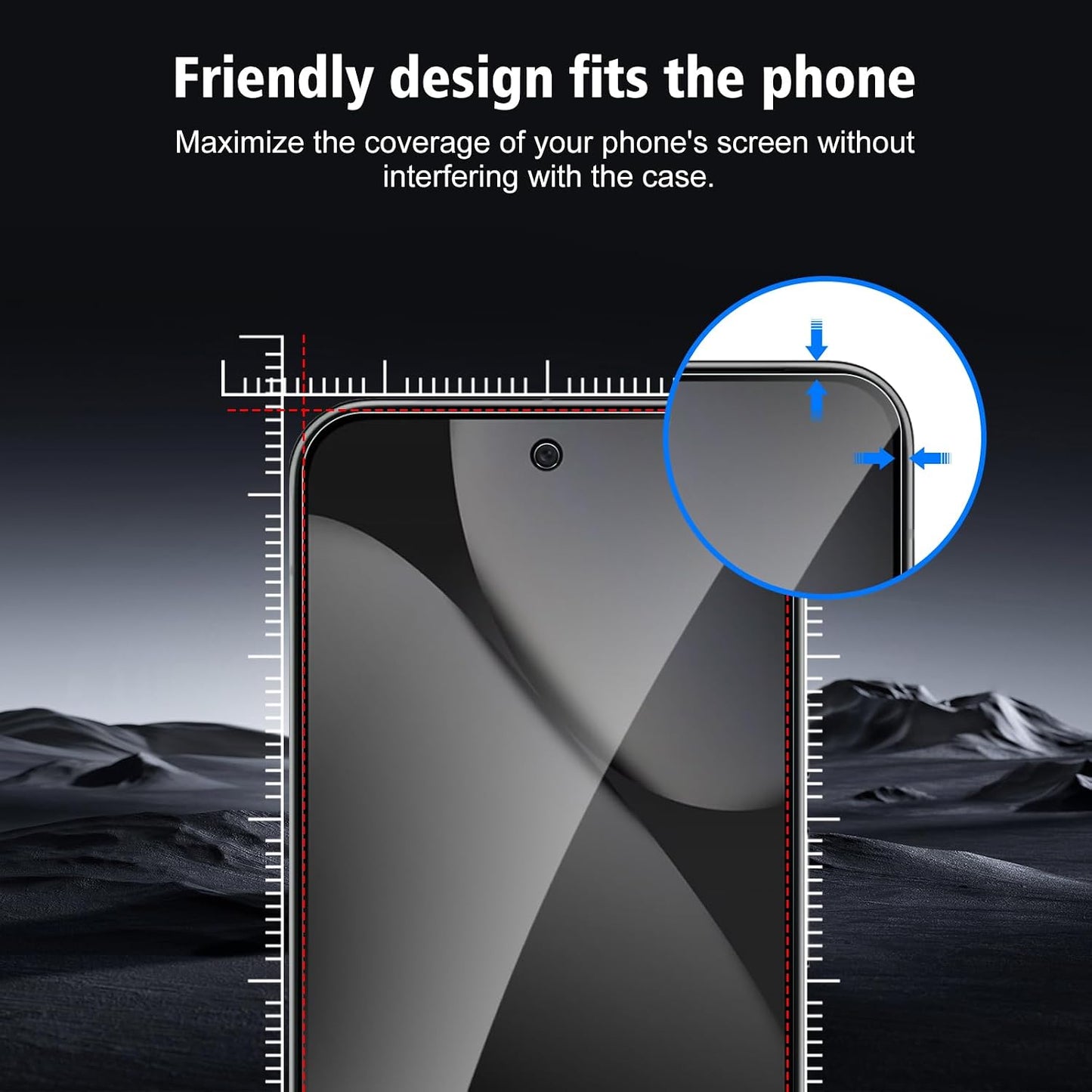 2 Pack Privacy Screen Protector Tempered Glass Anti-Spy Anti-Peep 9H Hardness 3D Edge  - ON2SP94 2455-8